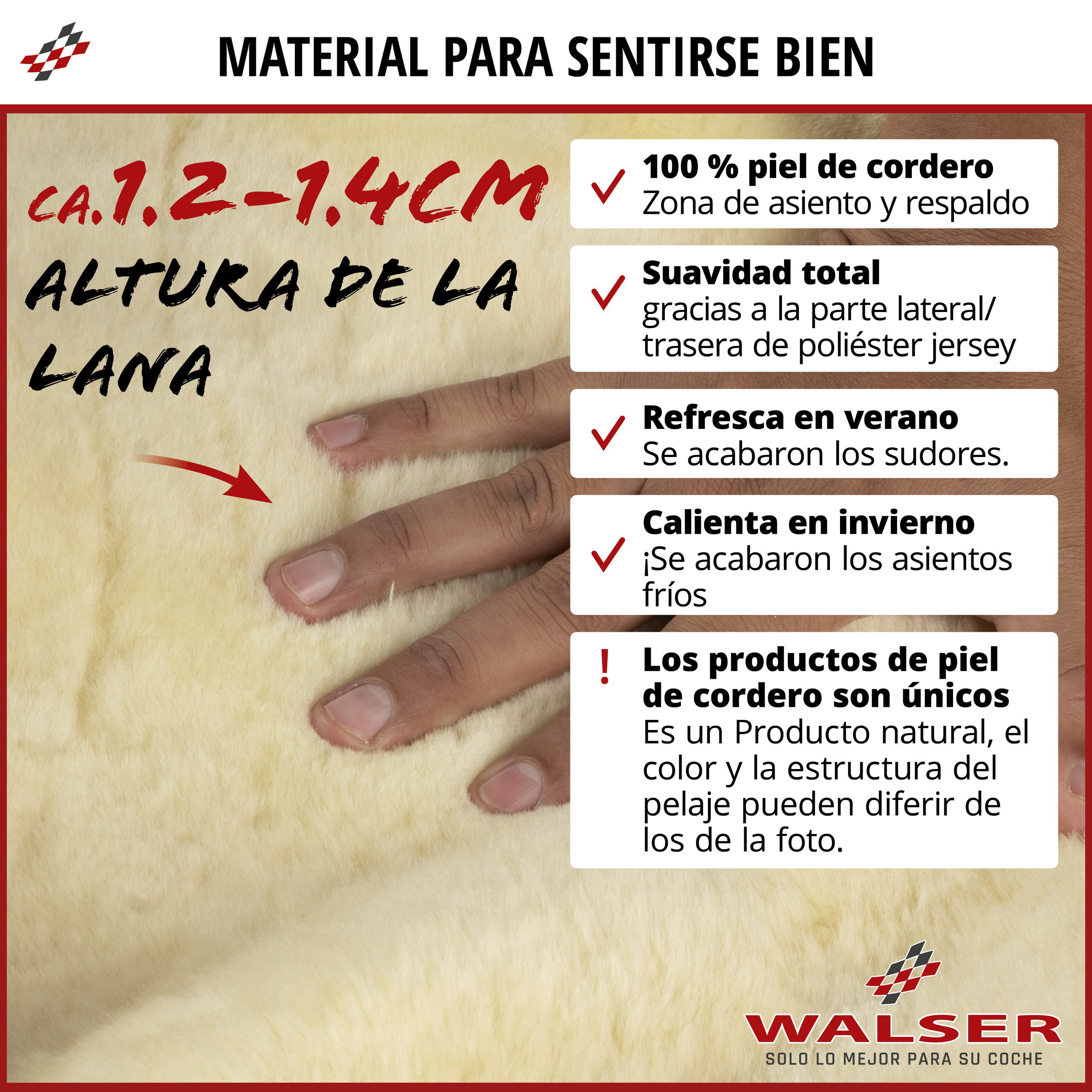 Funda de asiento Iva de piel de cordero, funda protectora de coche asiento individual, ZIPP-IT piel de corderofunda con cremallera beige, 1 pieza
