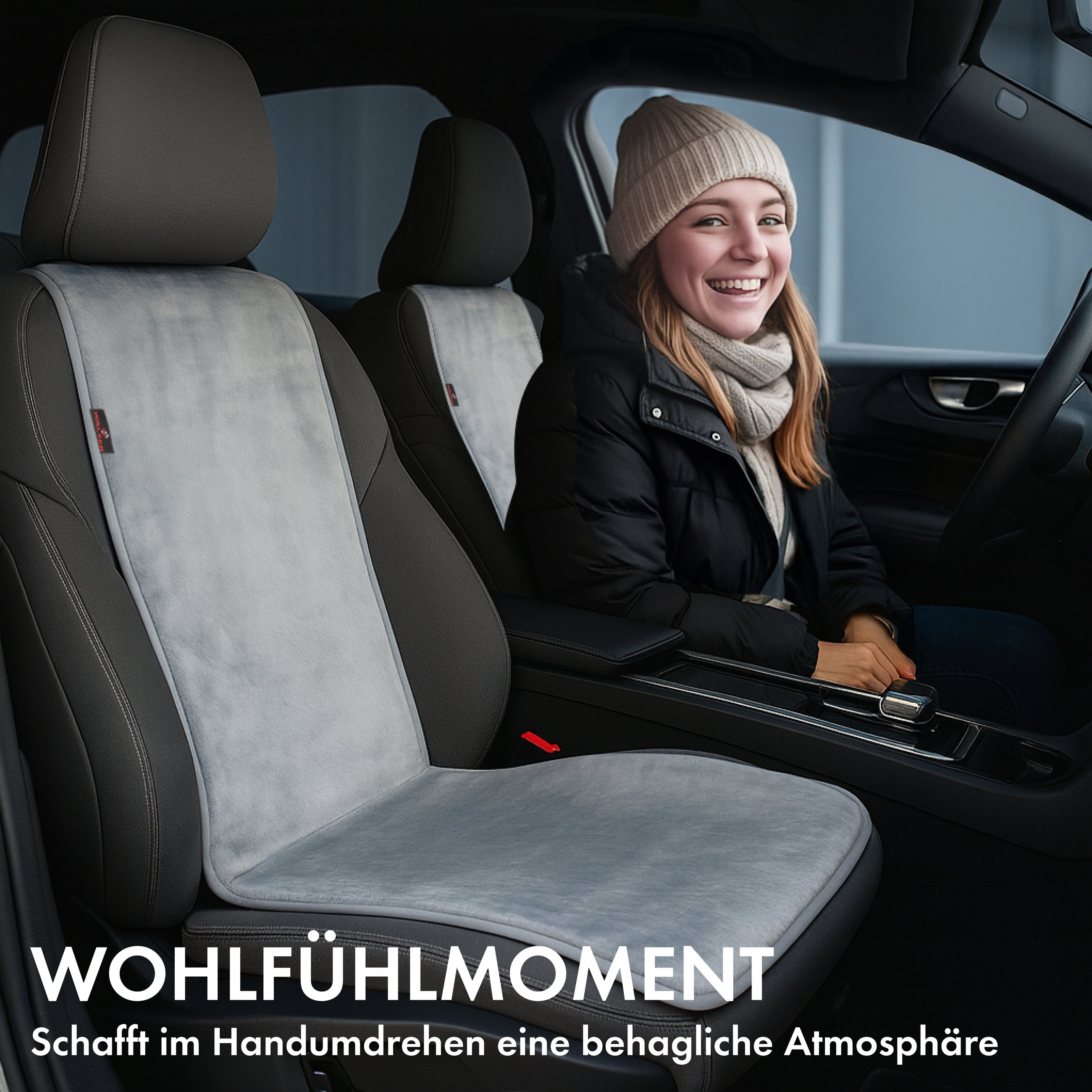 Auto Sitzauflage Teddy, Kunstfell PKW Sitzschoner für Einzelsitz, Kunstfellbezug silber, 1 Stück