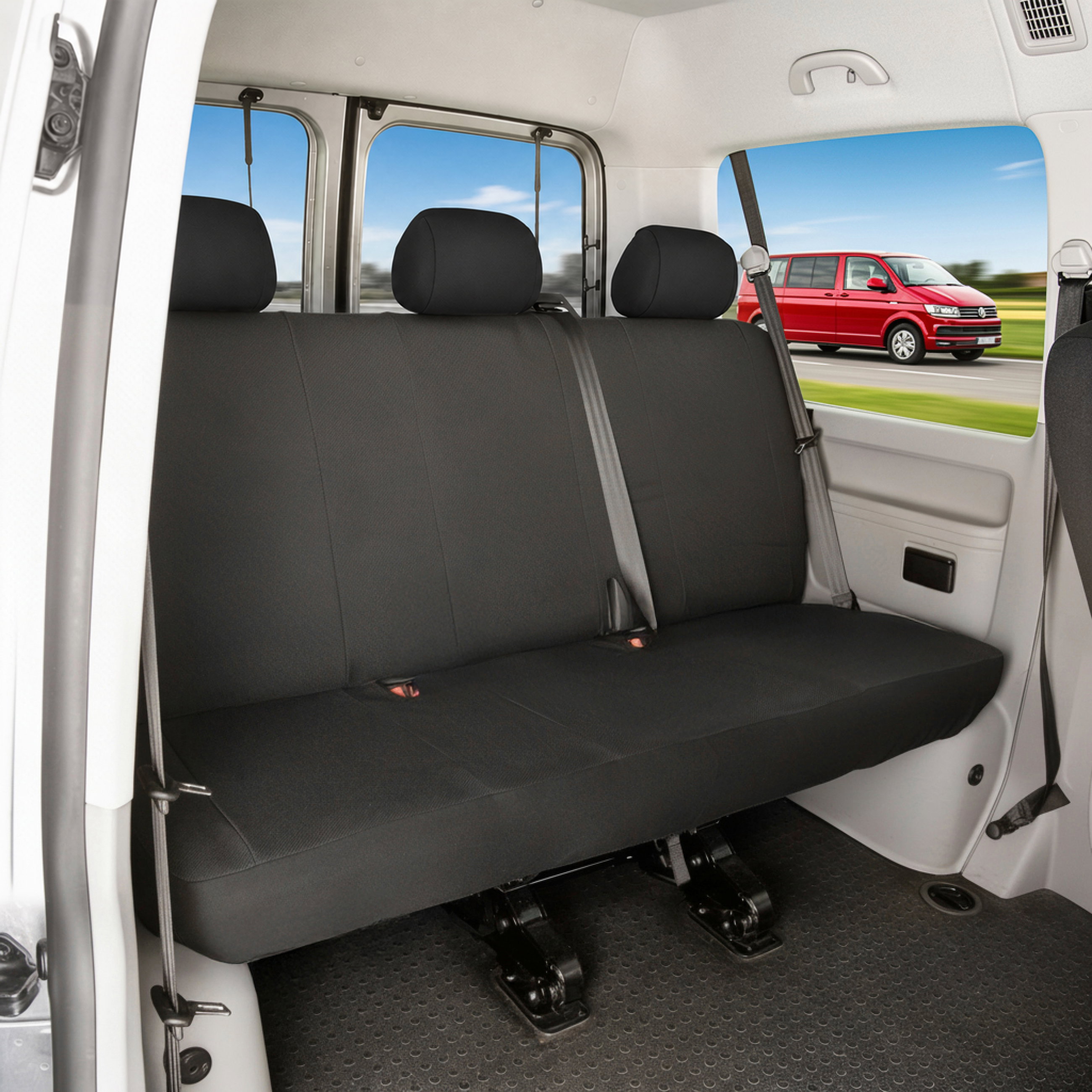 Seat cover made of fabric for VW T5, 3-seater bench cover platform