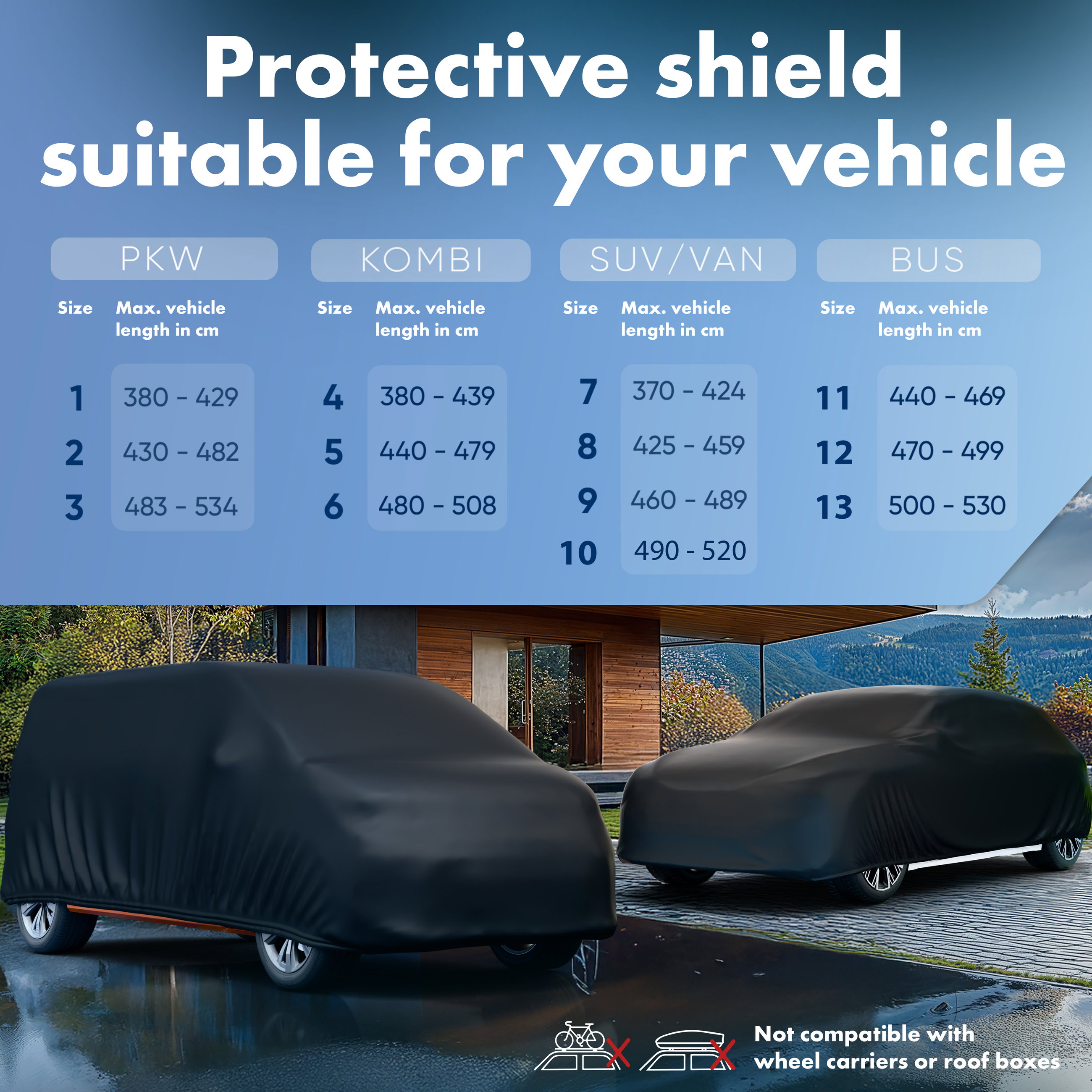 Car cover All Weather, bus car cover size 11 black