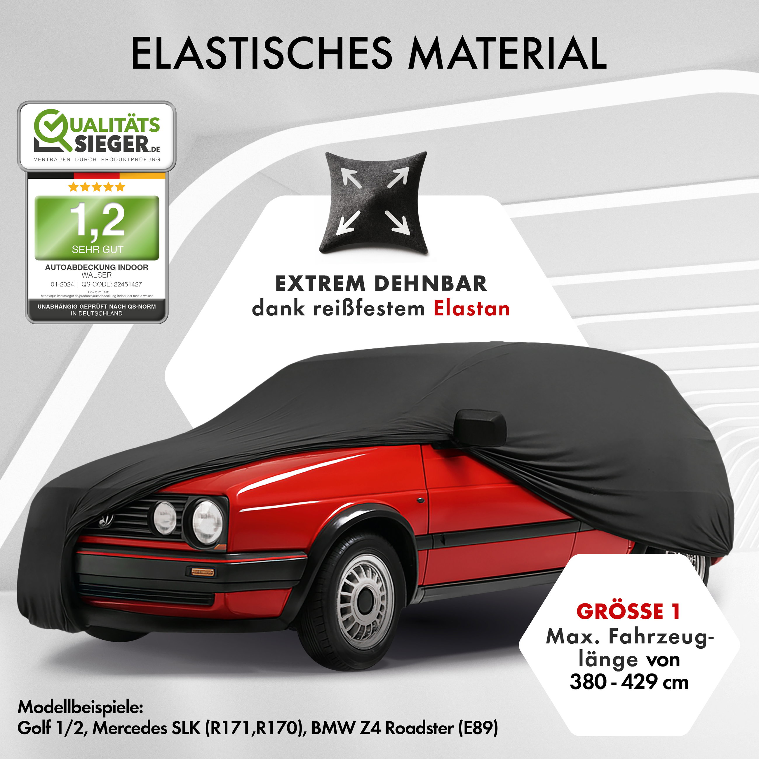 Autoplane Indoor Stretch Plus, PKW-Abdeckplane Größe 1 PKW schwarz