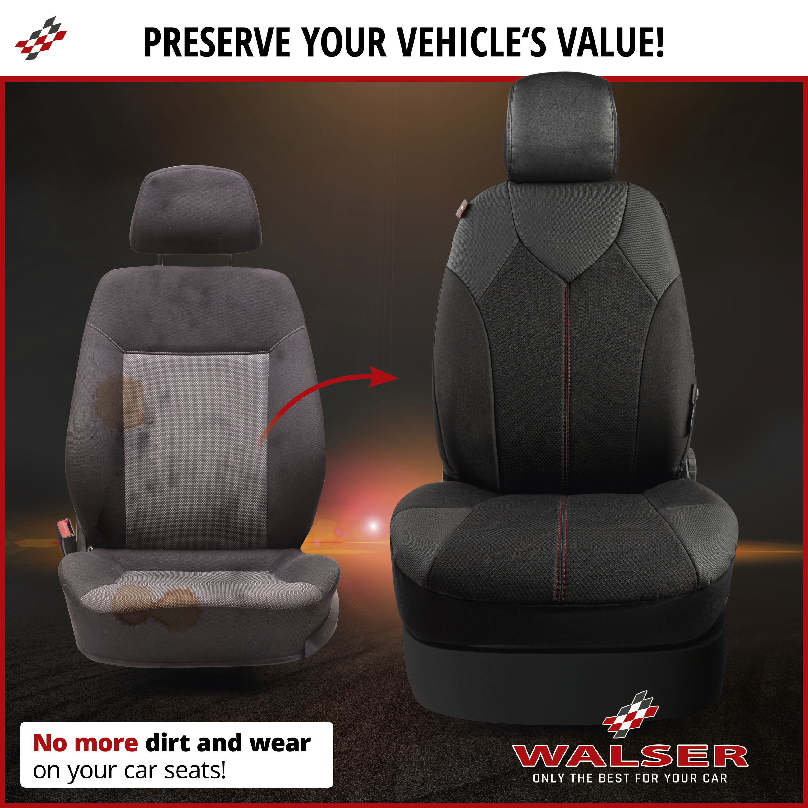 ZIPP IT Premium Car seat covers Portofino for two front seats with zip system black red Portofino Black red 11920