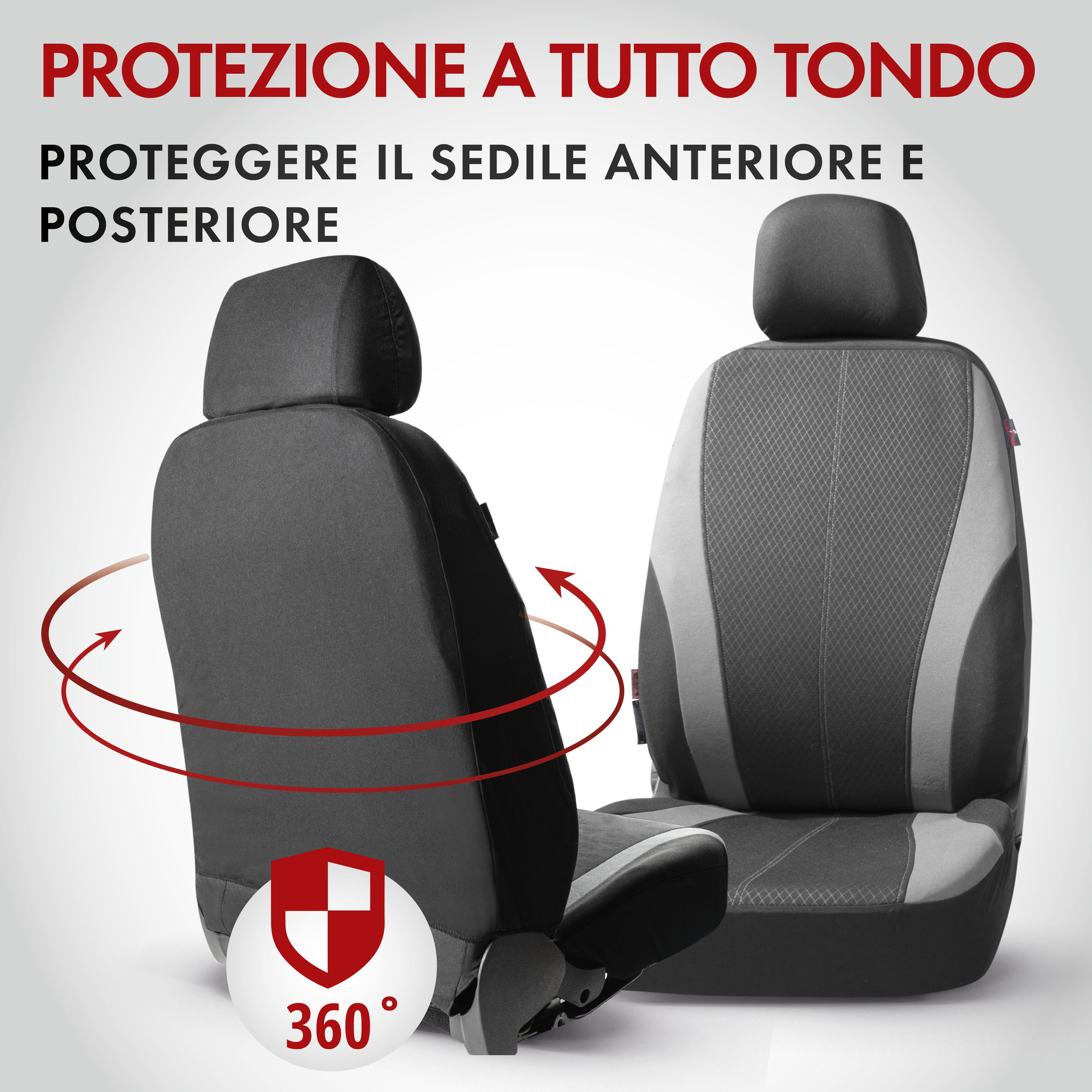 ZIPP IT Coprisedili Dundee set completo con sistema di chiusura lampo nero/grigio