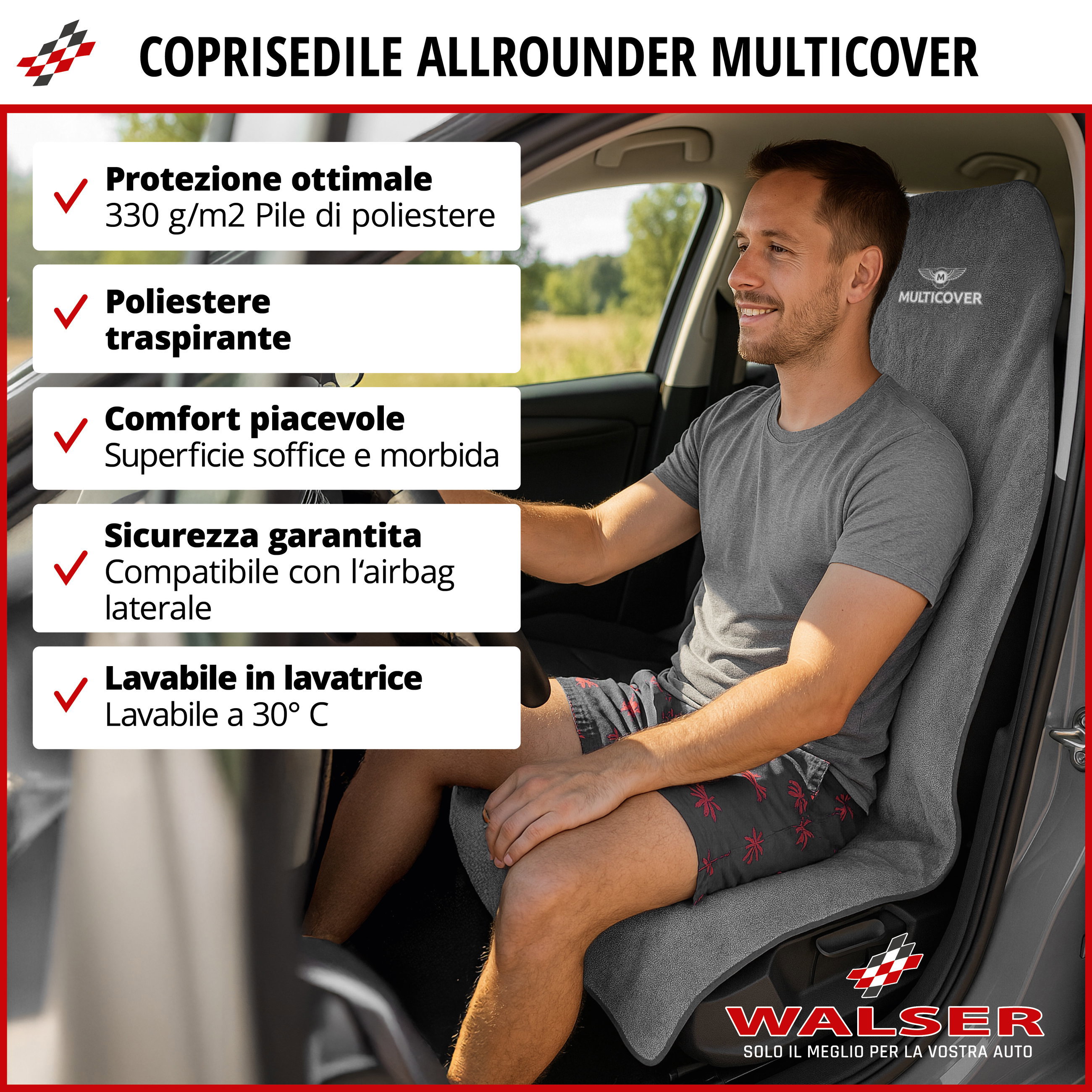 Coprisedili Multicover grigio, 1 pezzo