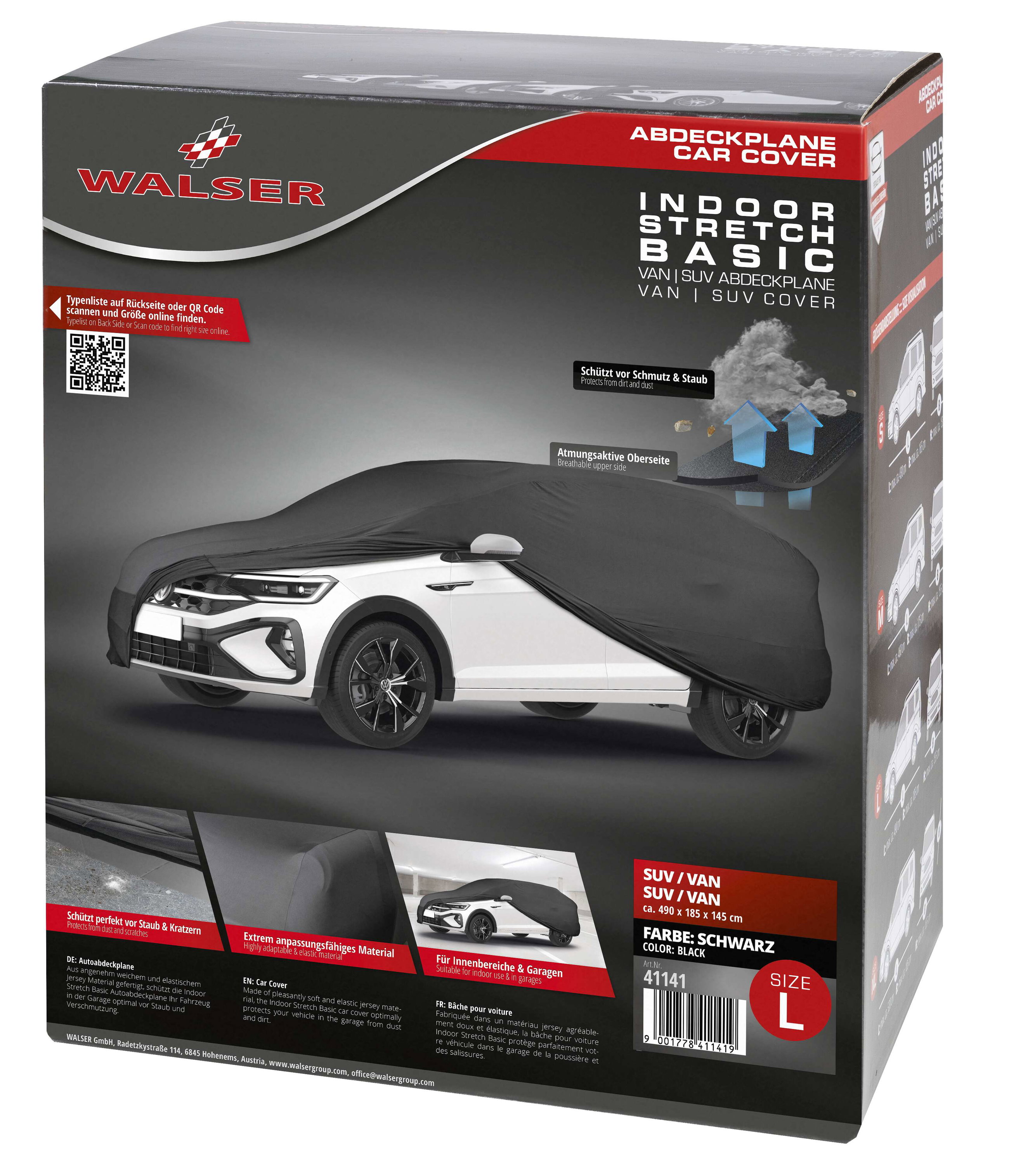 Housse de voiture Indoor Stretch, bâche complet pour l'interieur taille 8 SUV/VAN noir