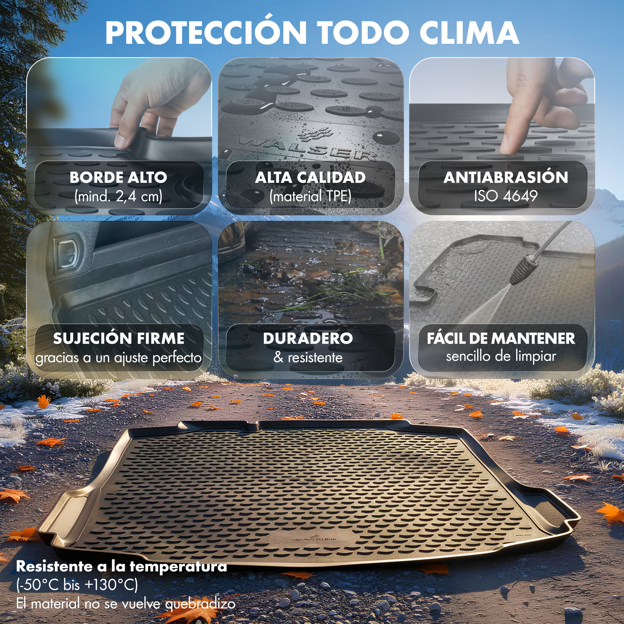 Loch, Abtropfen lassen, Kanalisation, Kanalschacht, Loch, Abtropfen lassen, Kanalisation, Kanalschacht, gummierte Matte, Kofferraumauflage, Anti-Rutsch, TPE Material, Temperaturbeständig, Gummi-Auffangmatte, Kofferraummatte, Anti-Rutsch, Temperaturbeständ