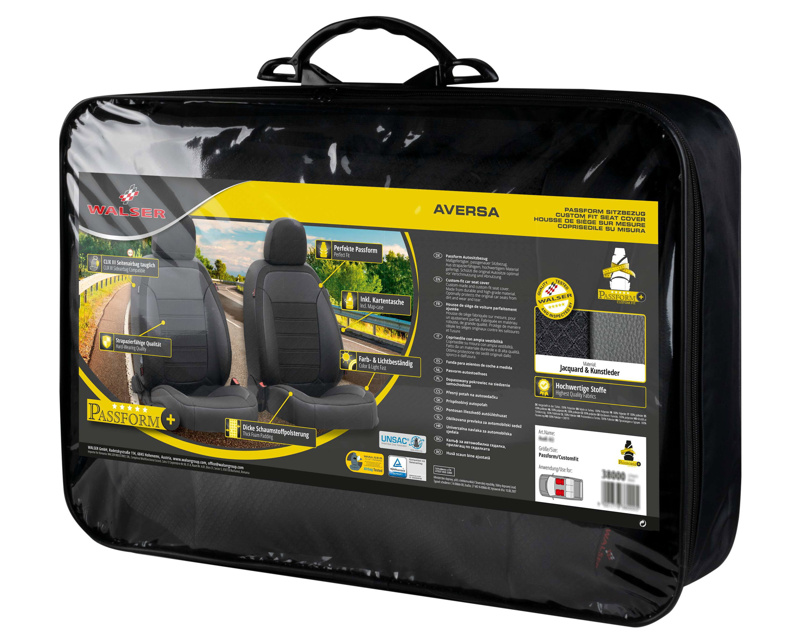 Passform Sitzbezug Aversa für Opel Corsa 2014-Heute, 2 Einzelsitzbezüge für Sportsitze