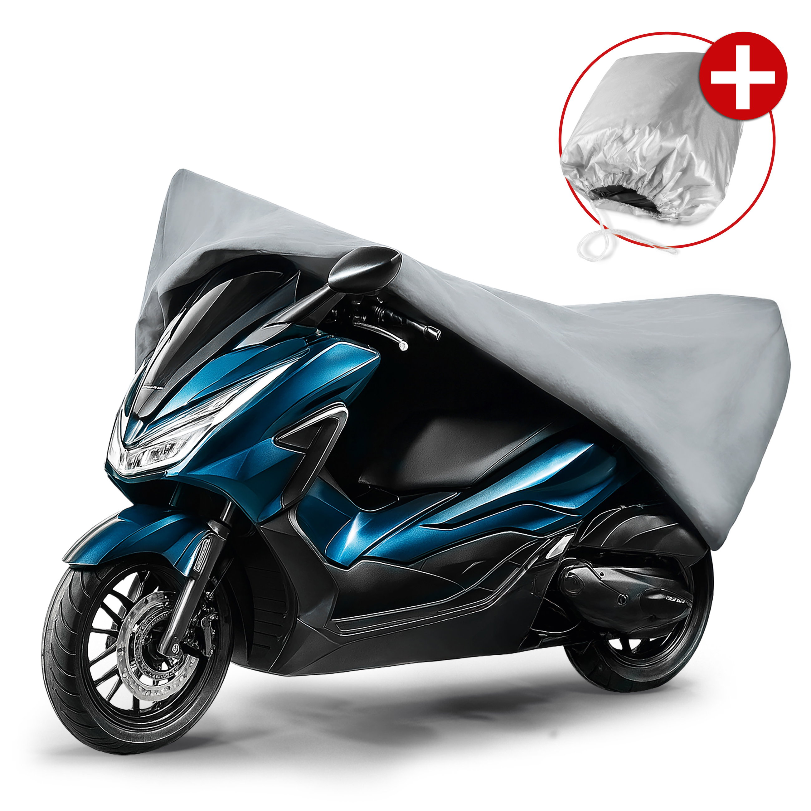 Premium Bâche de protection pour moto XL, Bâche de protection pour moto en PVC robuste, Garage pour moto étanche - 255x110x135 cm gris