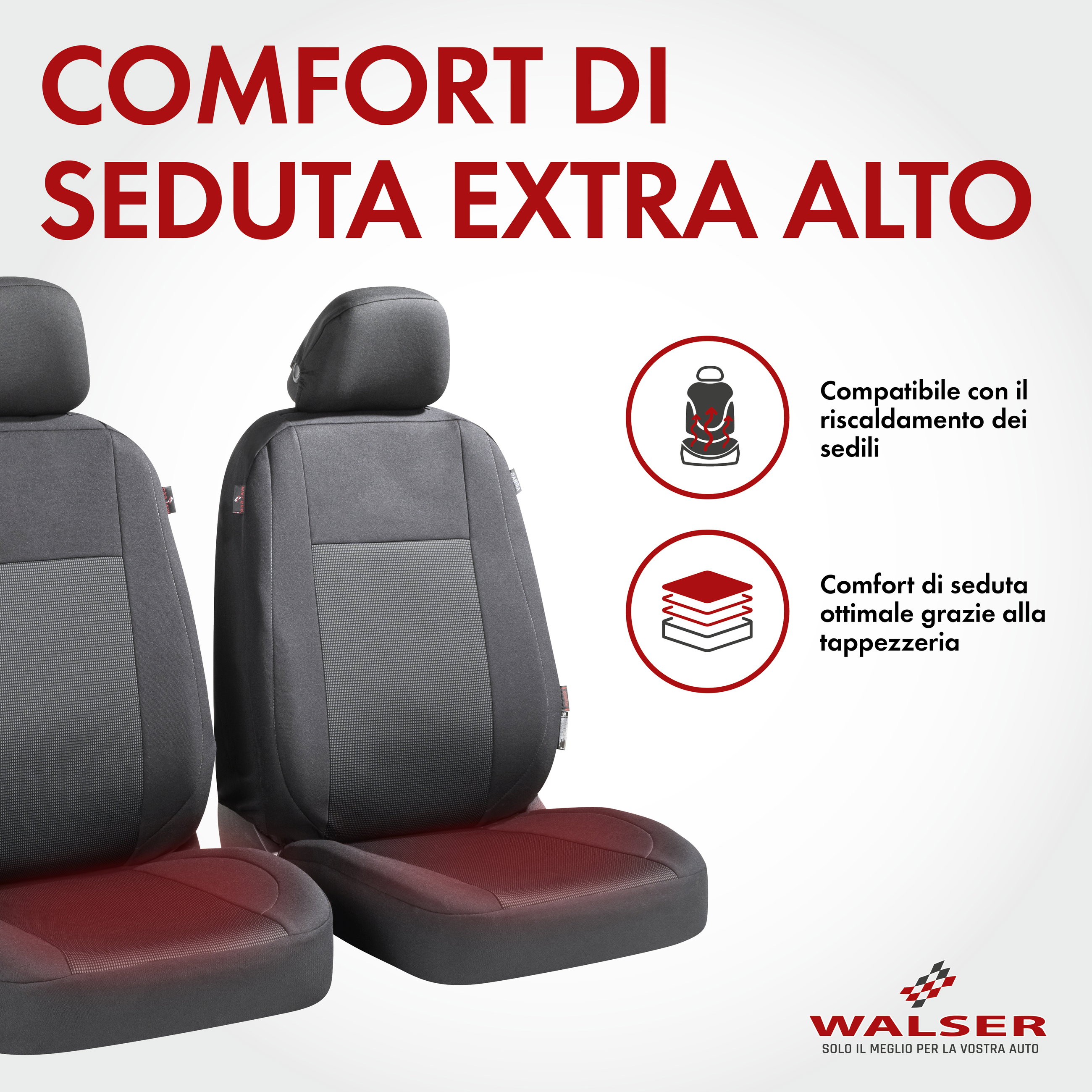 ZIPP IT Premium Coprisedili Ardwell set completo con sistema di chiusura lampo nero/grigio