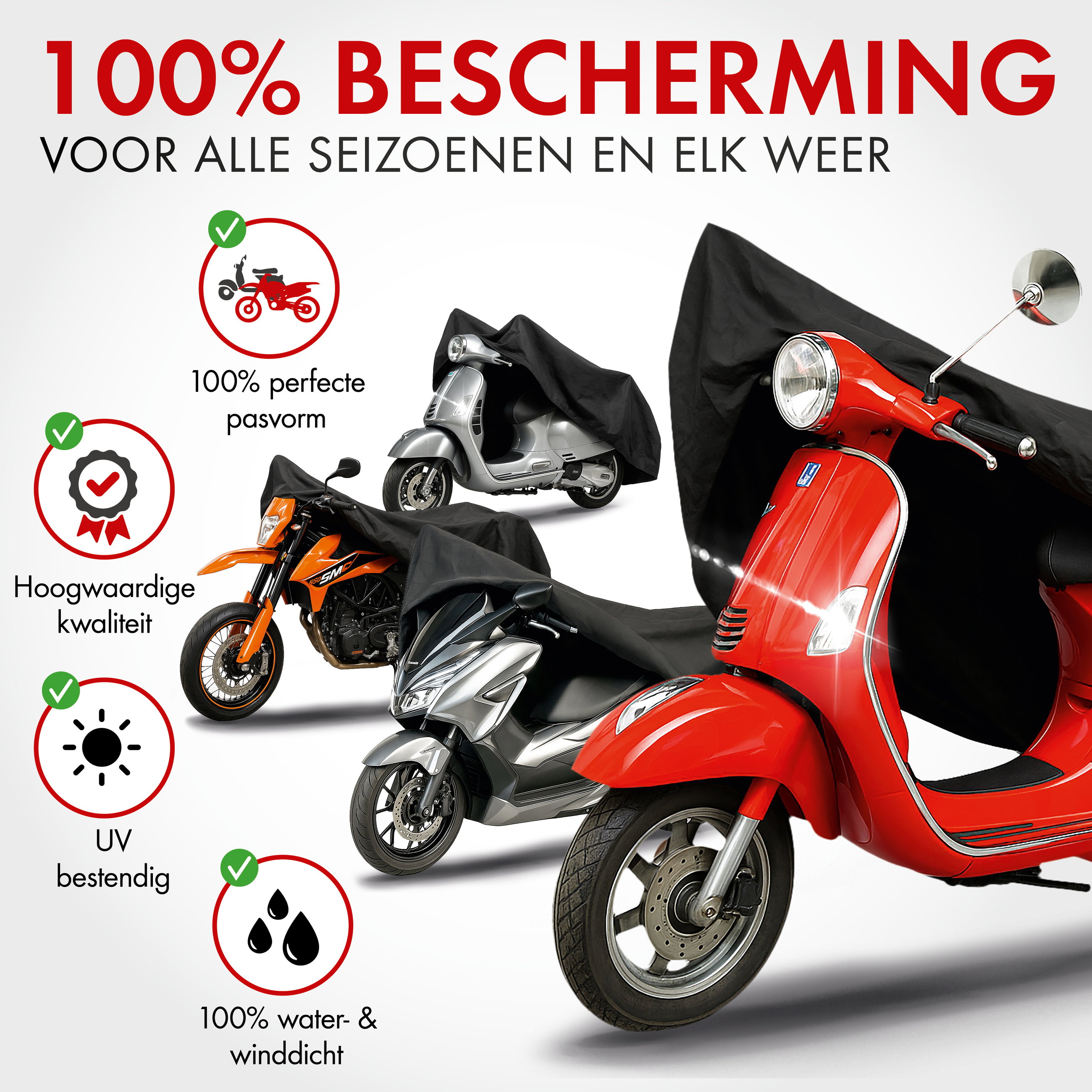 Premium Motorzeil M, Motorzeil gemaakt van robuust PVC, Motorfietsgarage waterdicht - 215x95x120 cm zwart