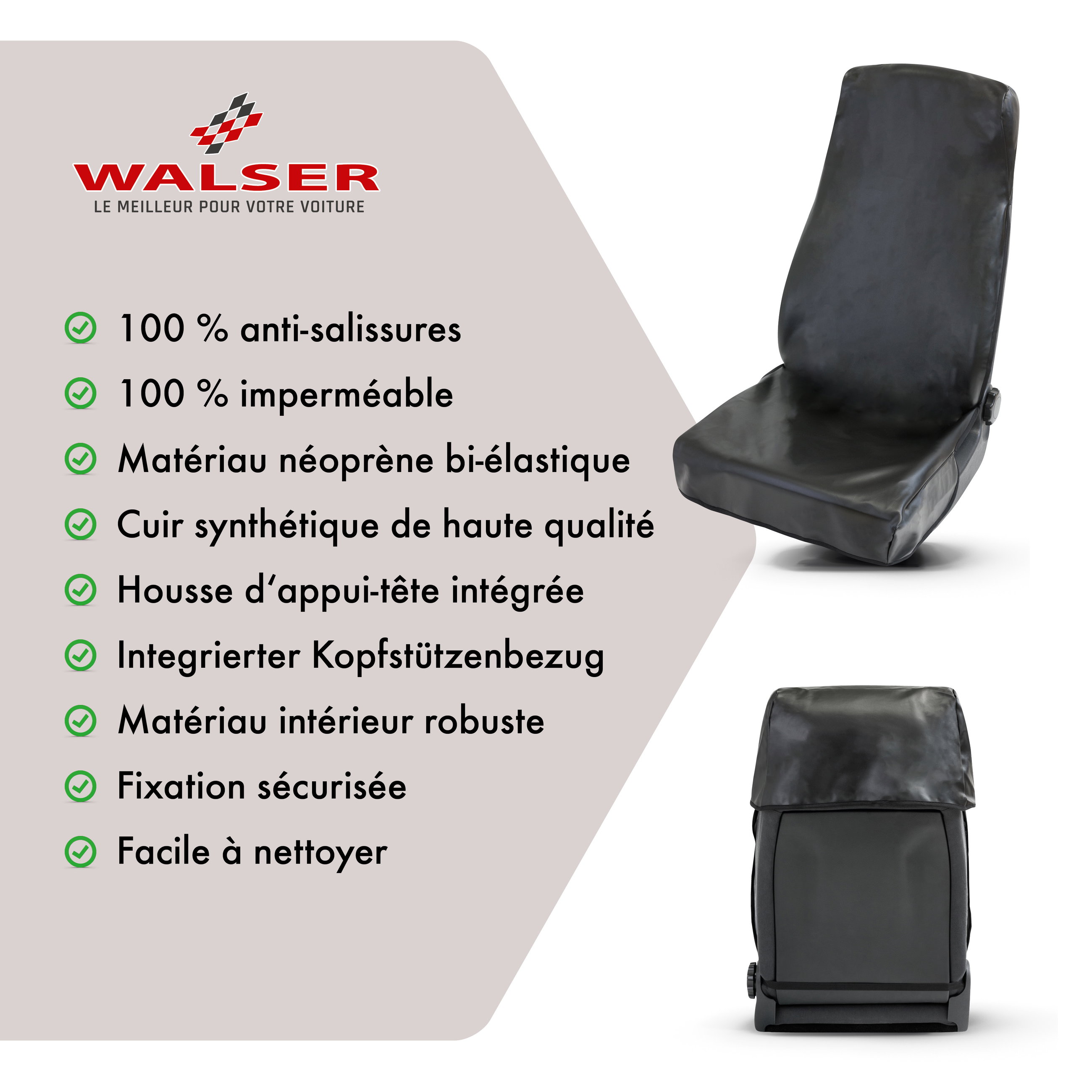 Protecteur d'atelier pour siège de voiture Nettoyer Tony de l'imitation cuir, 1 pièce