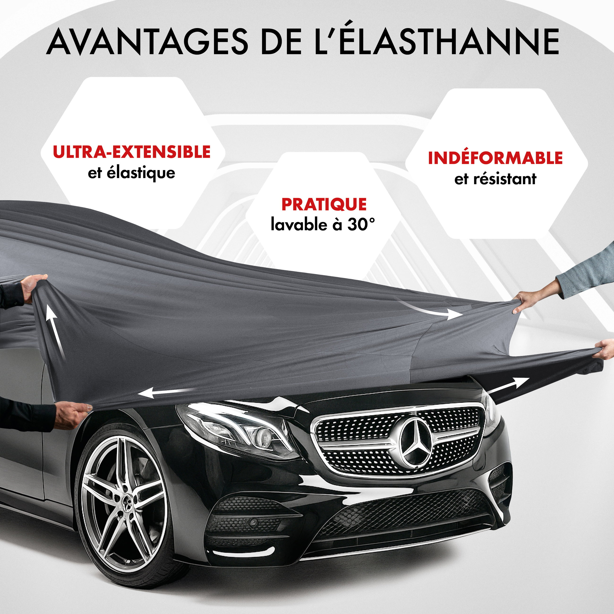 Premium housse de voiture Indoor Stretch, bâche complet pour l'interieur Plus taille 3 voiture anthracite