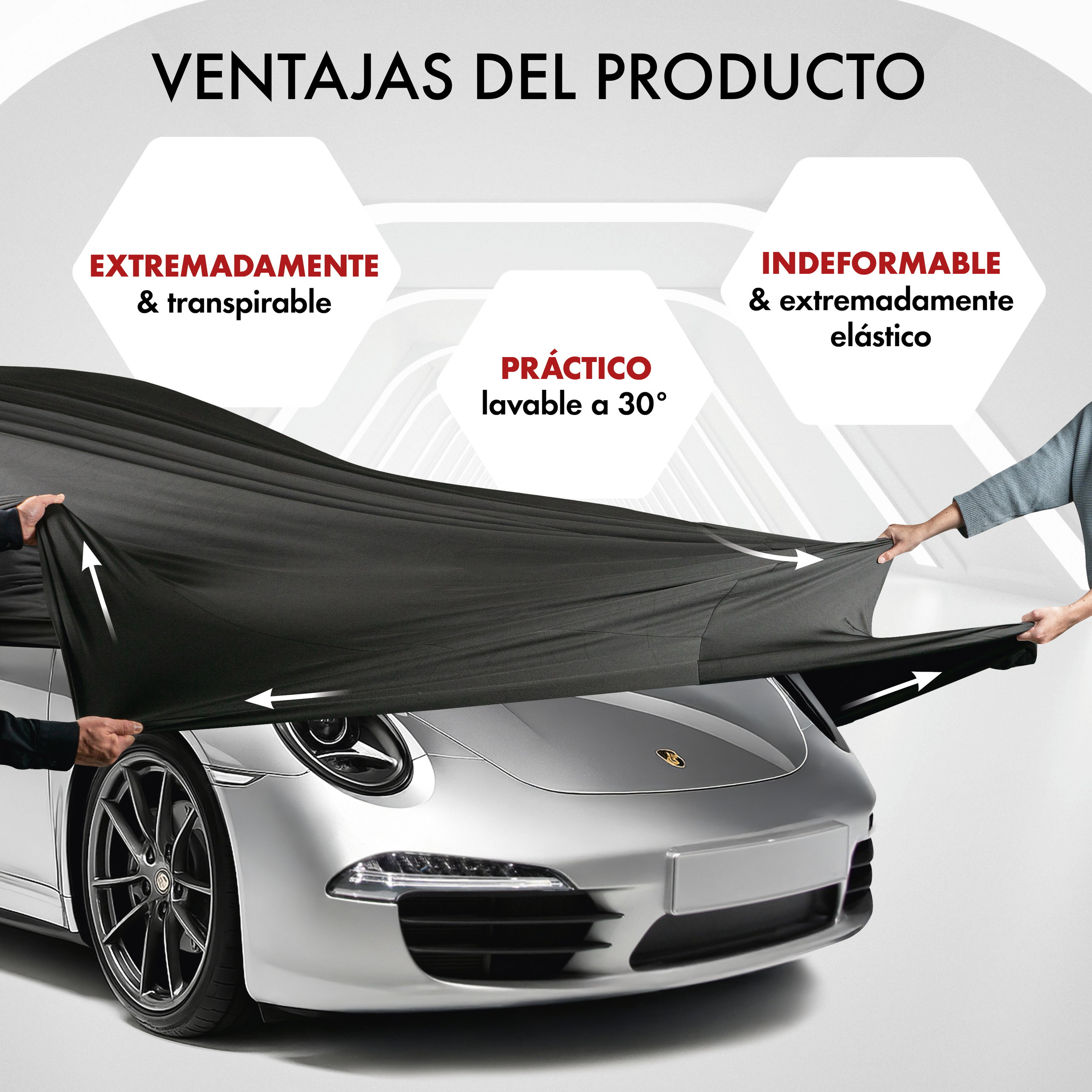 Funda de coche interior Stretch, cubierta protectora de coche talla 2 coche negro