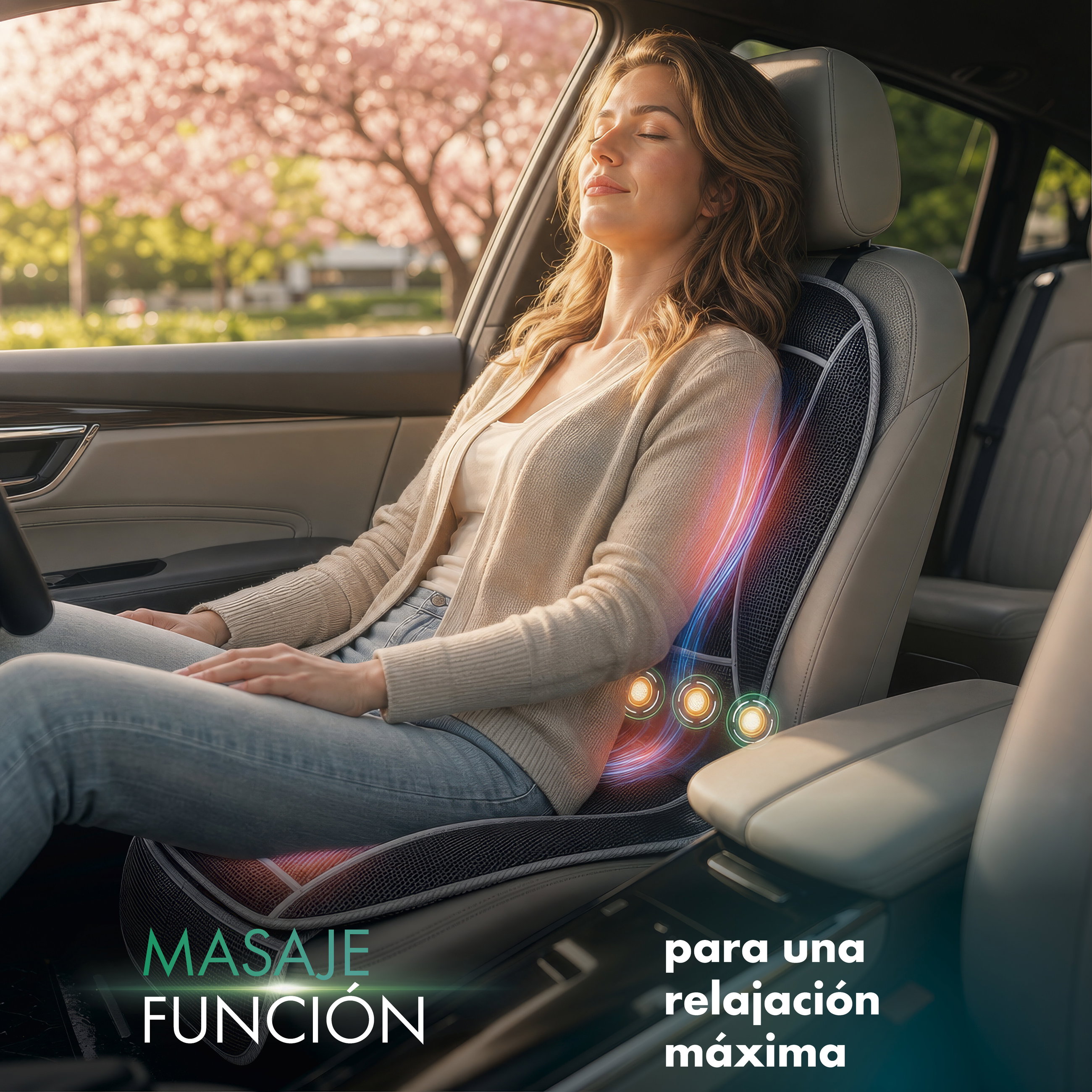 Cojín de asiento CoolHeat, protector de asiento con función de calefacción, refrigeración y masaje negro, 1 pieza