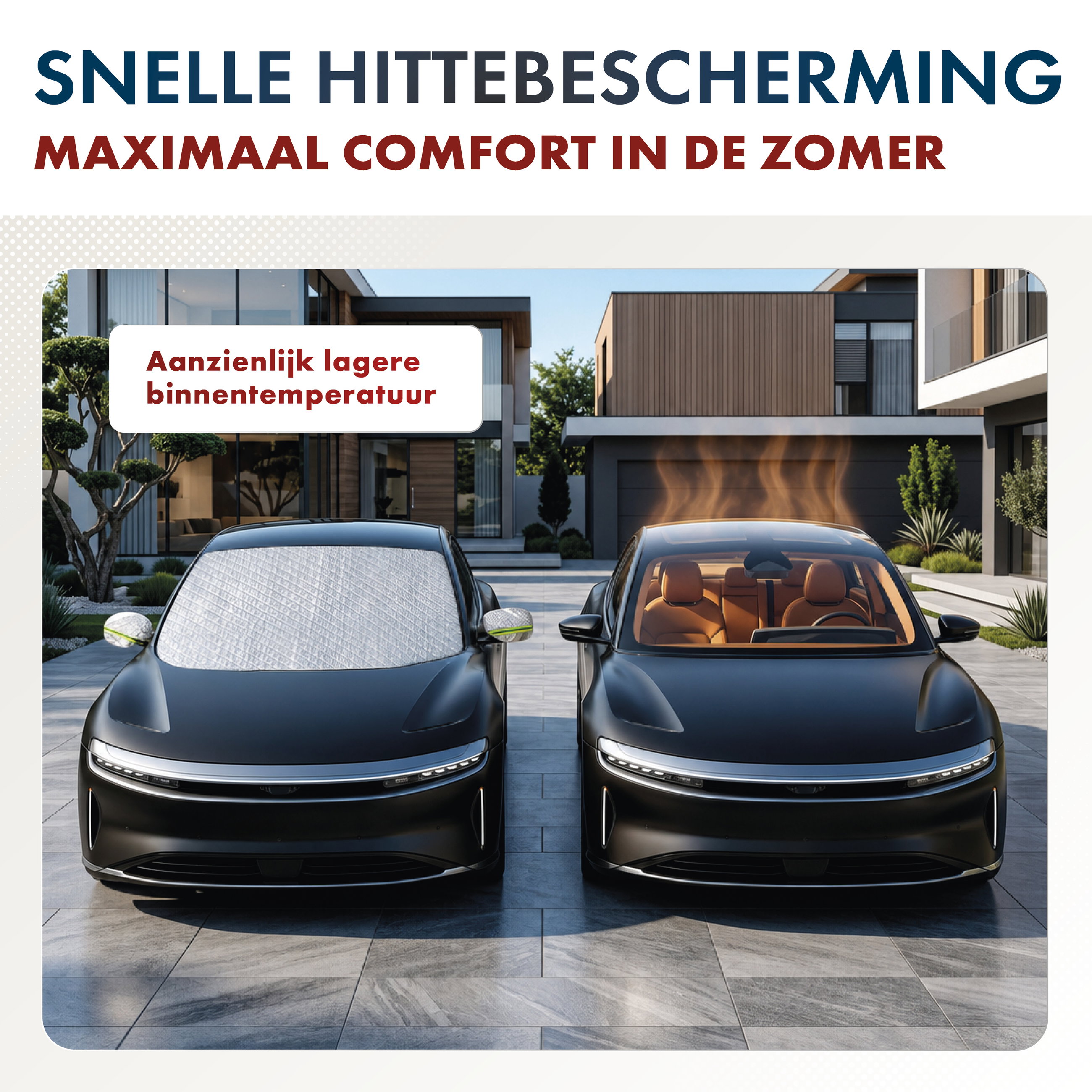 Premium thermische voorruitbeschermer met zijspiegelhoes 147x120 cm