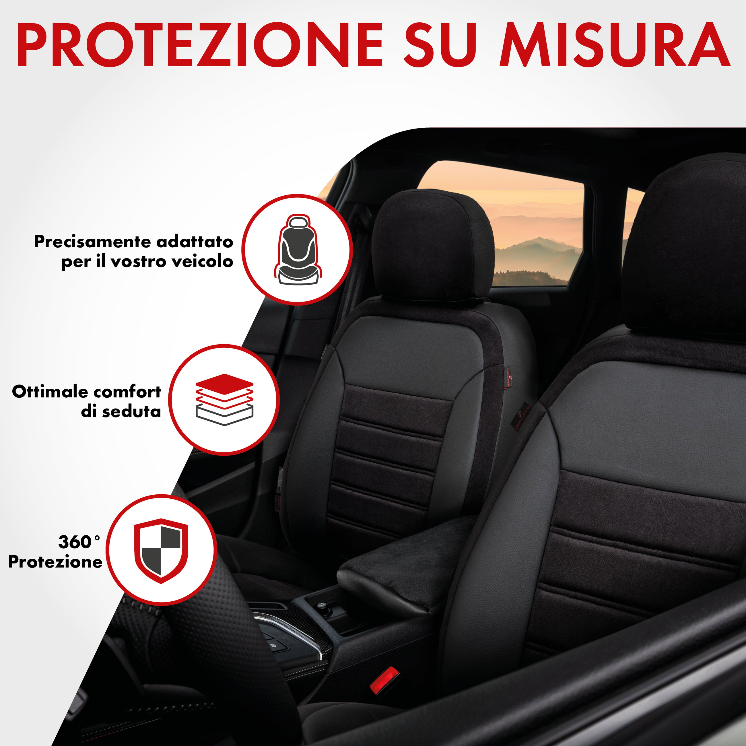 Coprisedili Bari per Ford Kuga II (DM2) 05/2012-Oggi, 2 coprisedili per sedili normali