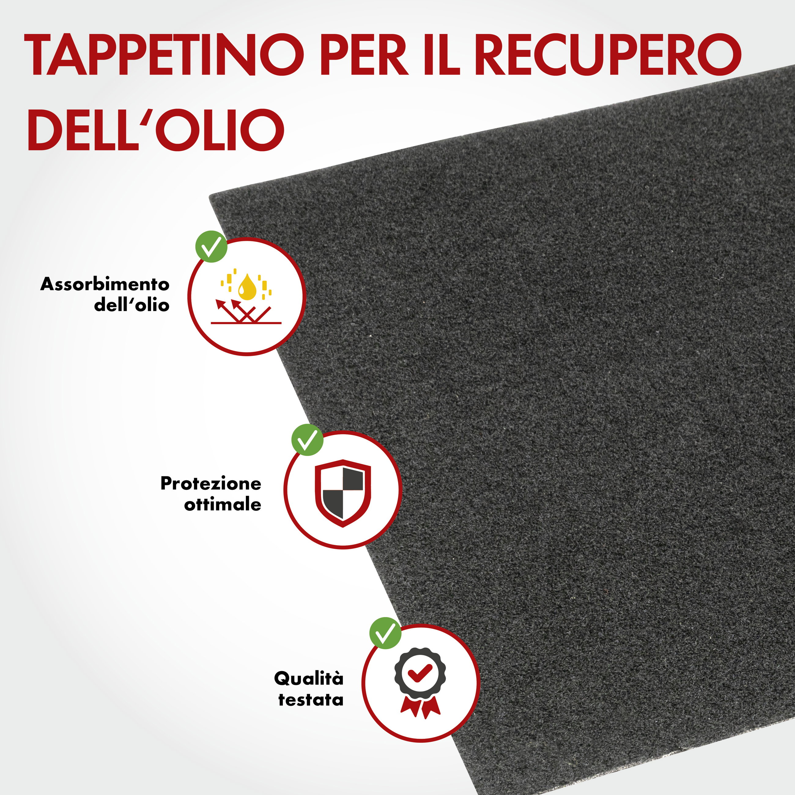 Tappetino per la raccolta dell'olio Clean Max 60x90 cm nero