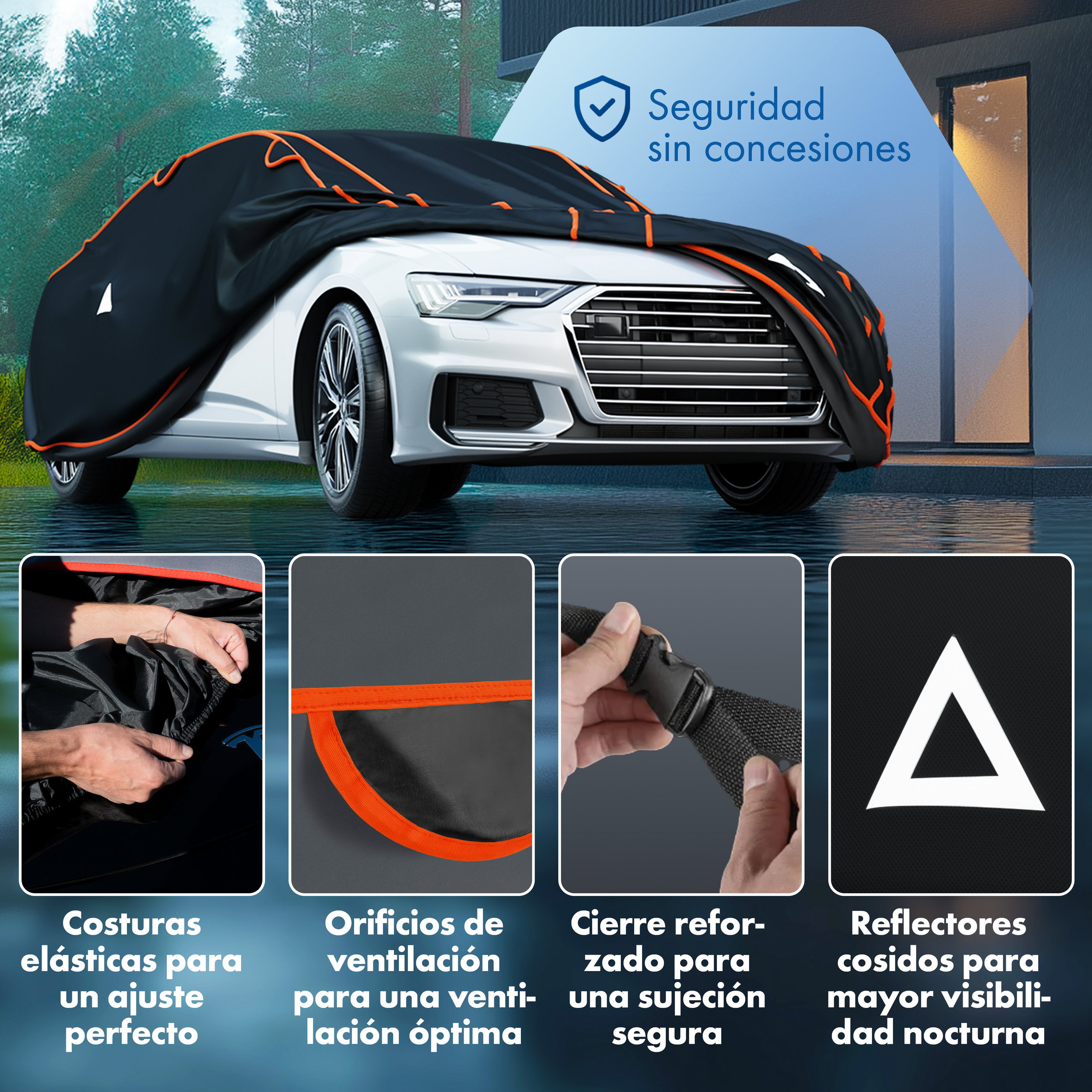 Rad, Leichtmetallfelge, Auto, Sprach, Reifen, autoabdeckung, elastische nähte, belüftungsöffnungen, sicherheitsgurt, reflektierende streifen