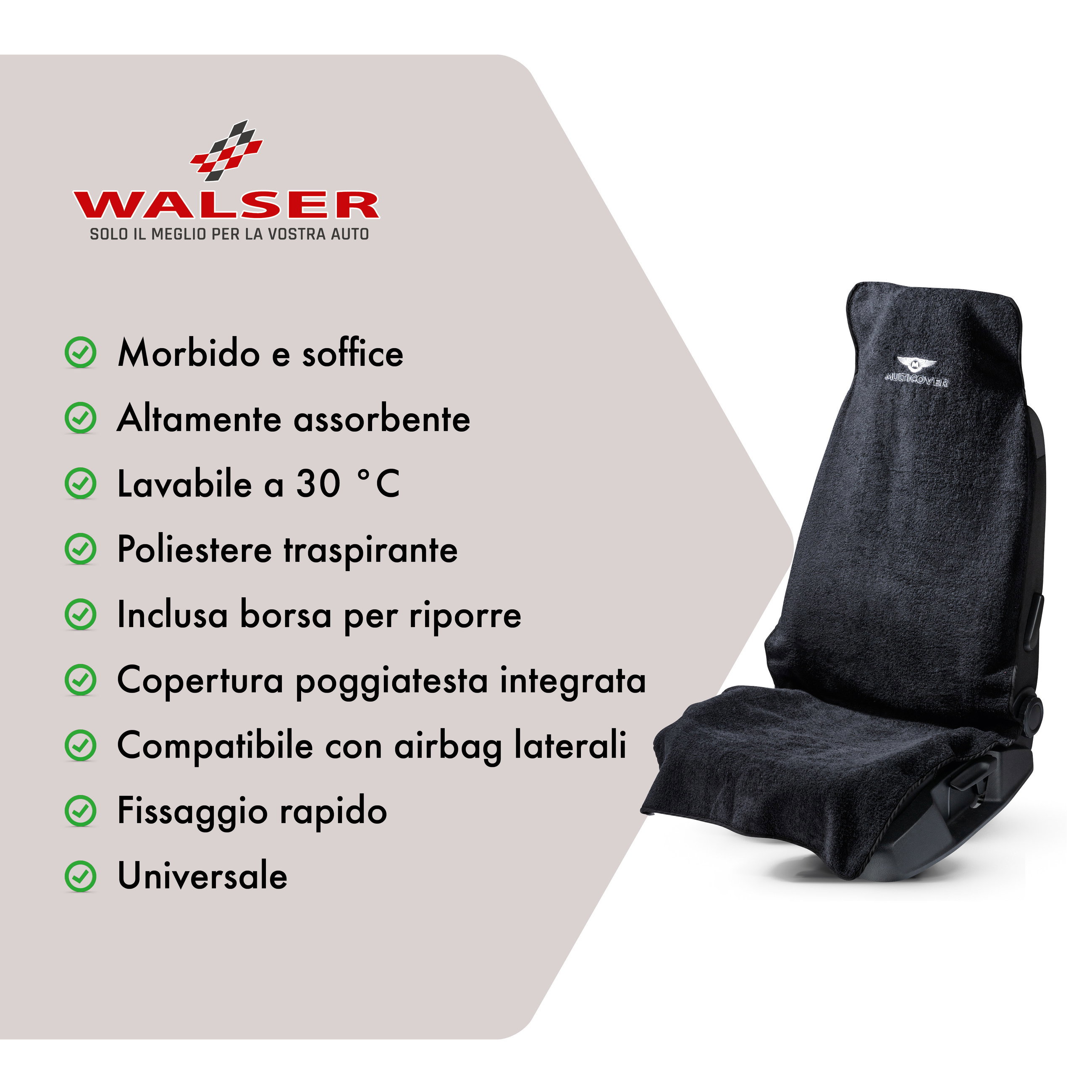 Coprisedili Multicover nero, 1 pezzo