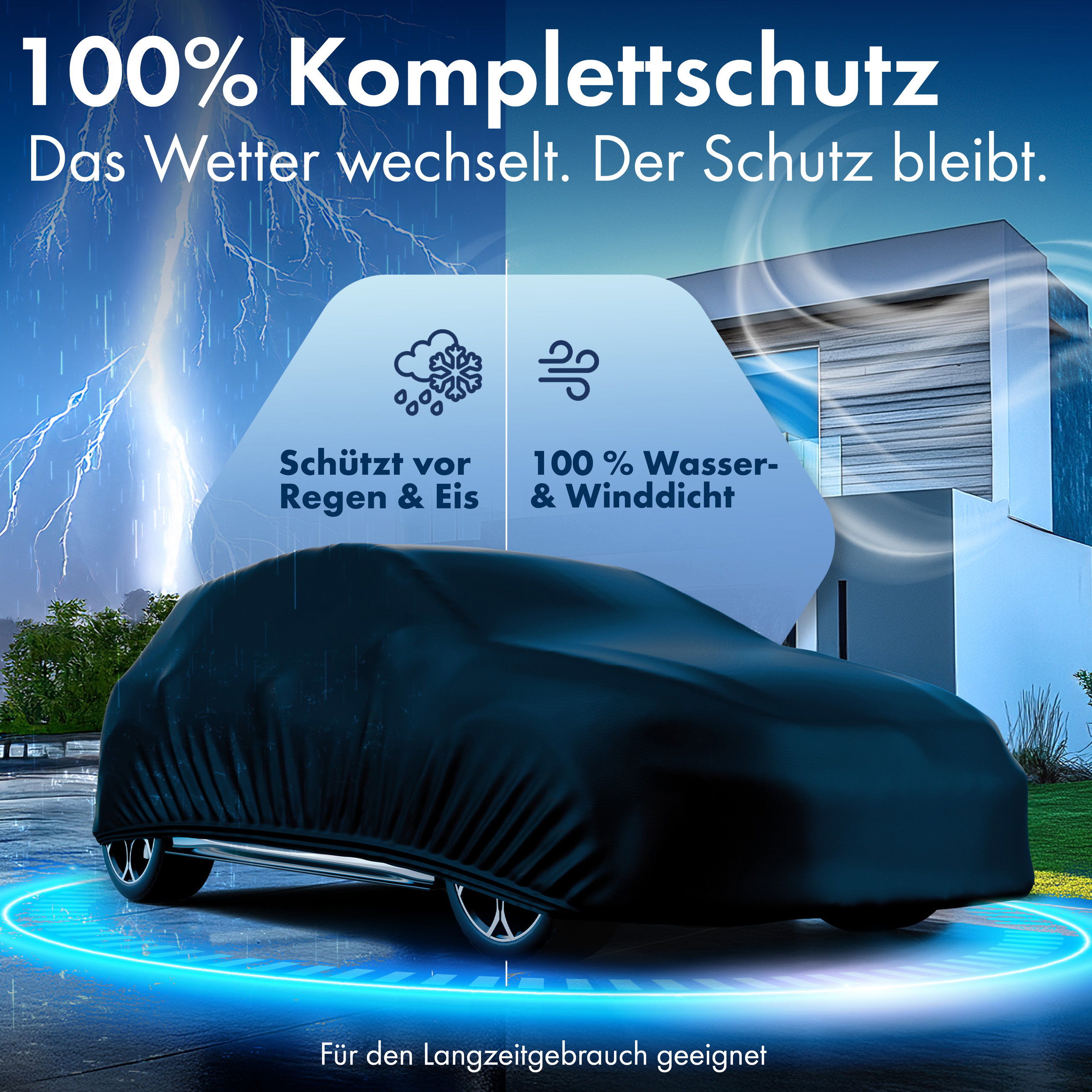 Abdeckplane Auto All Weather, Autoplane Vollgarage Größe 1 PKW, Autoabdeckung schwarz
