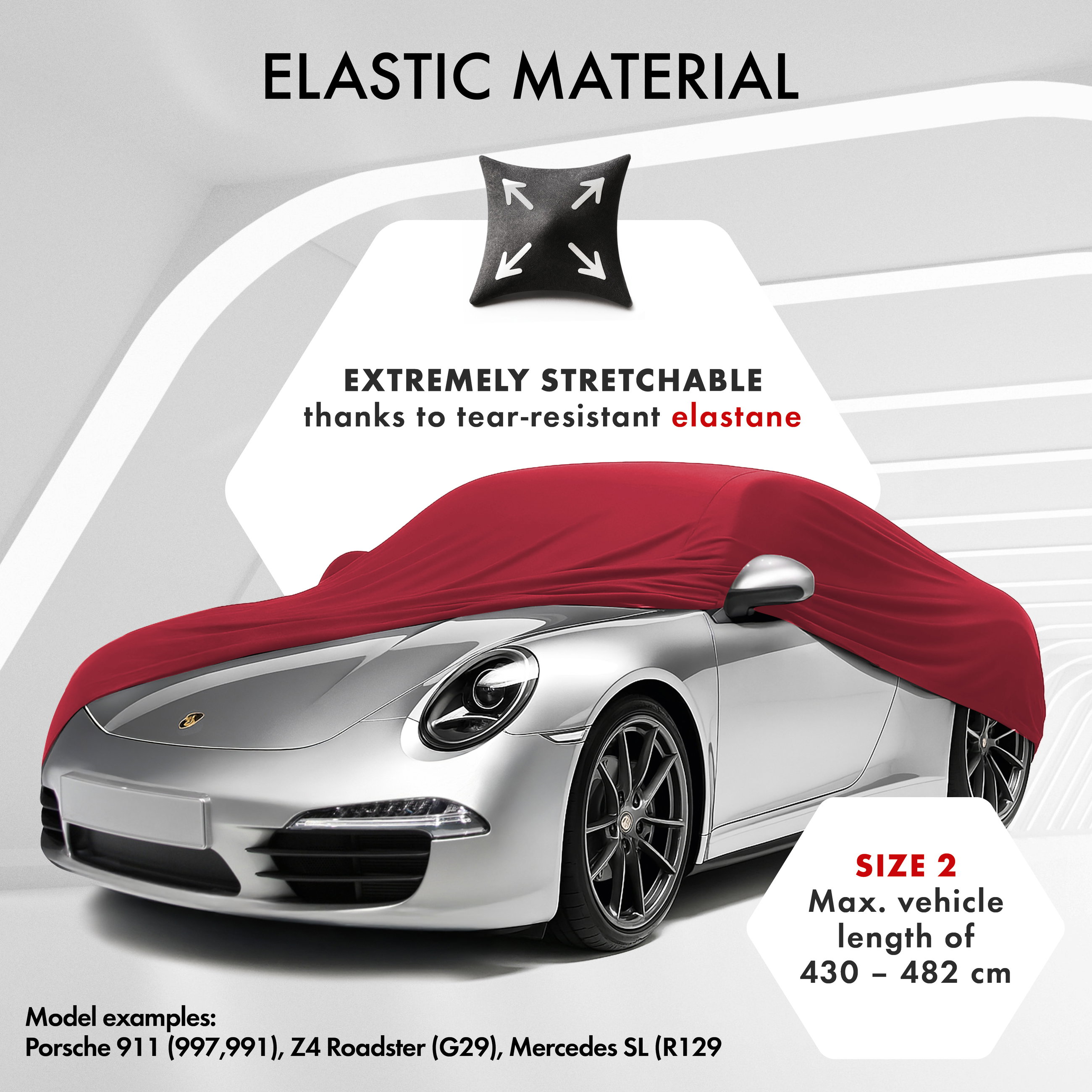 Car cover Indoor Stretch Plus size 2 car red