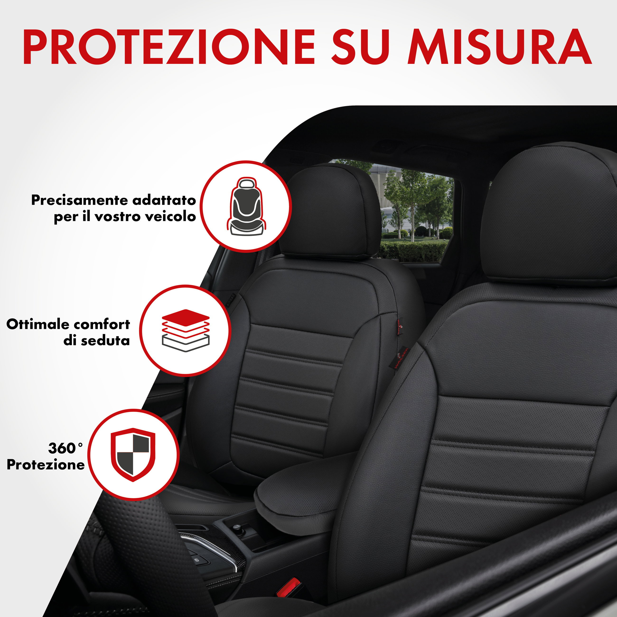 Coprisedili Robusto per VW Golf 6 Trendline 10/2008 - 02/2014-Oggi, 2 coprisedili singoli per sedili normali