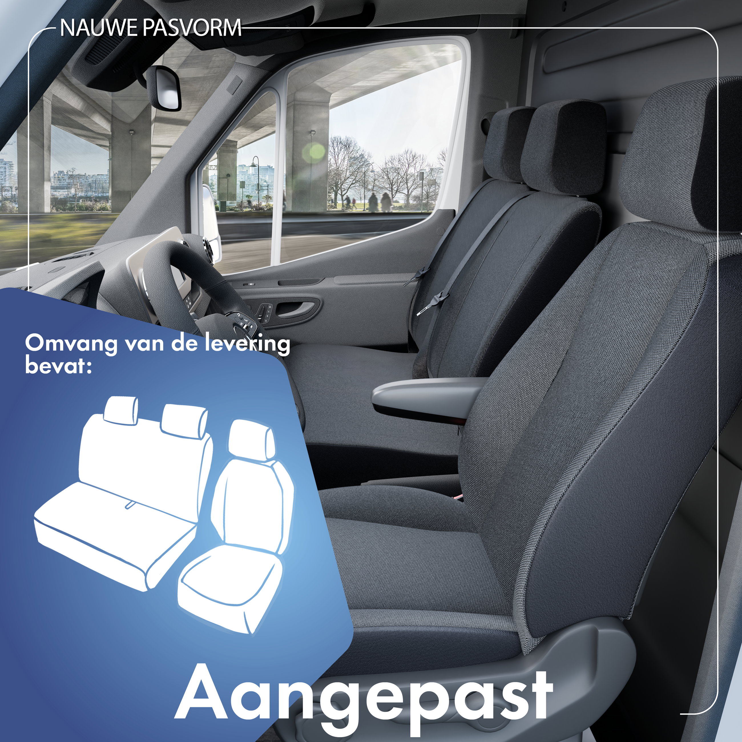Autostoelhoes Transporter Fit van stof antraciet geschikt voor Mercedes-Benz Viano/Vito, Einzel & Dubbele Bank