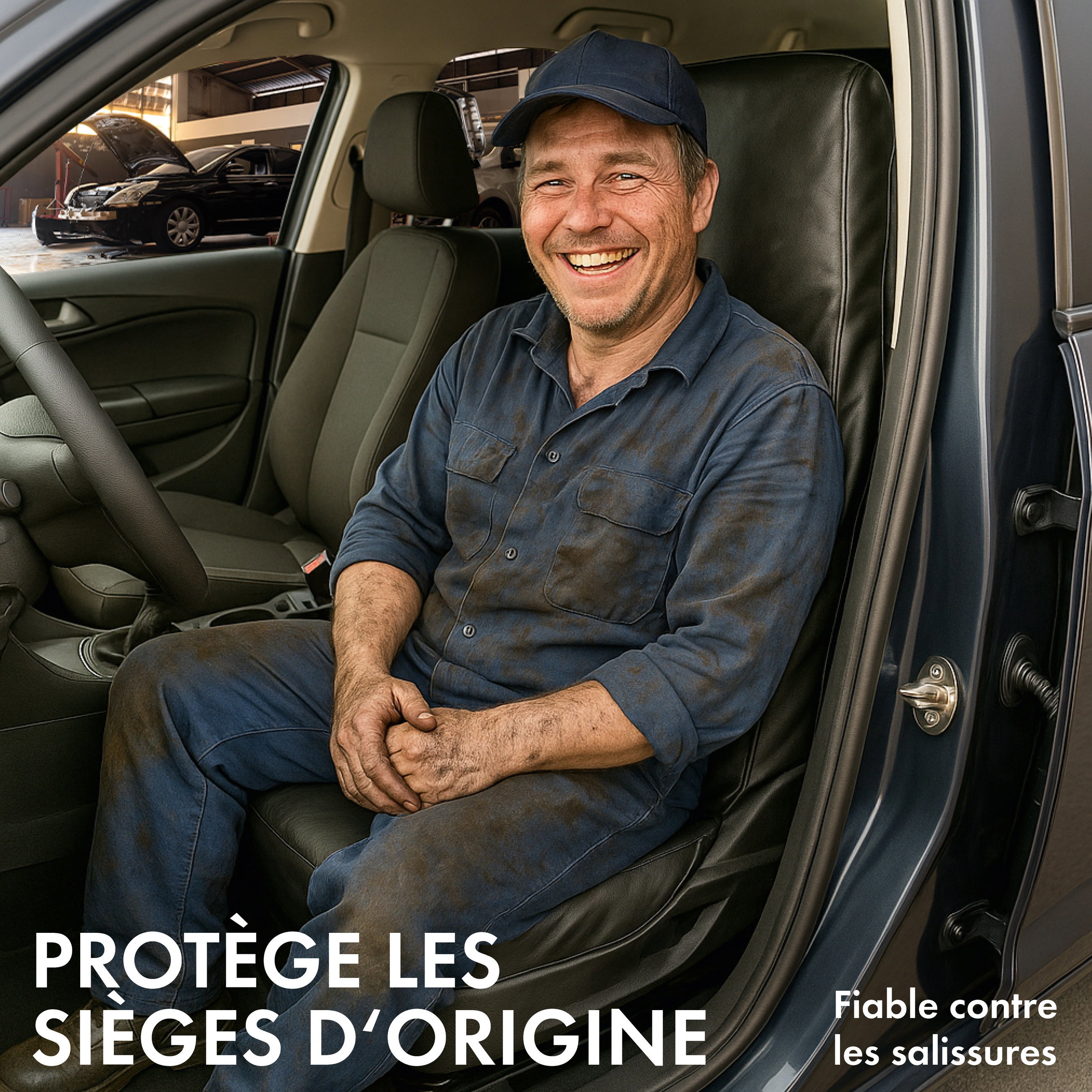 Protecteur d'atelier pour siège de voiture Nettoyer Tony de l'imitation cuir, 1 pièce