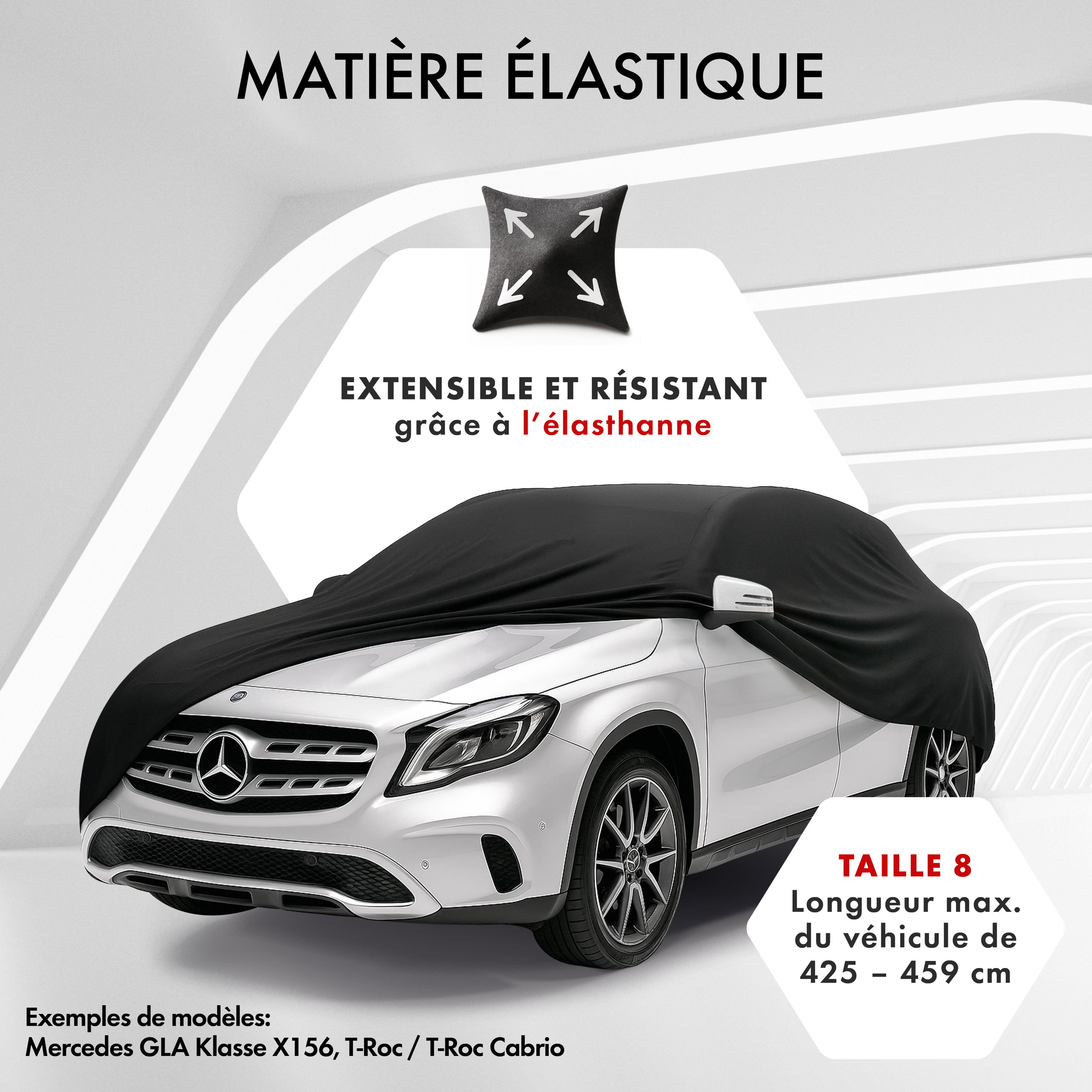 Premium housse de voiture Indoor Stretch, bâche complet pour l'interieur Plus taille 8 SUV/VAN noir