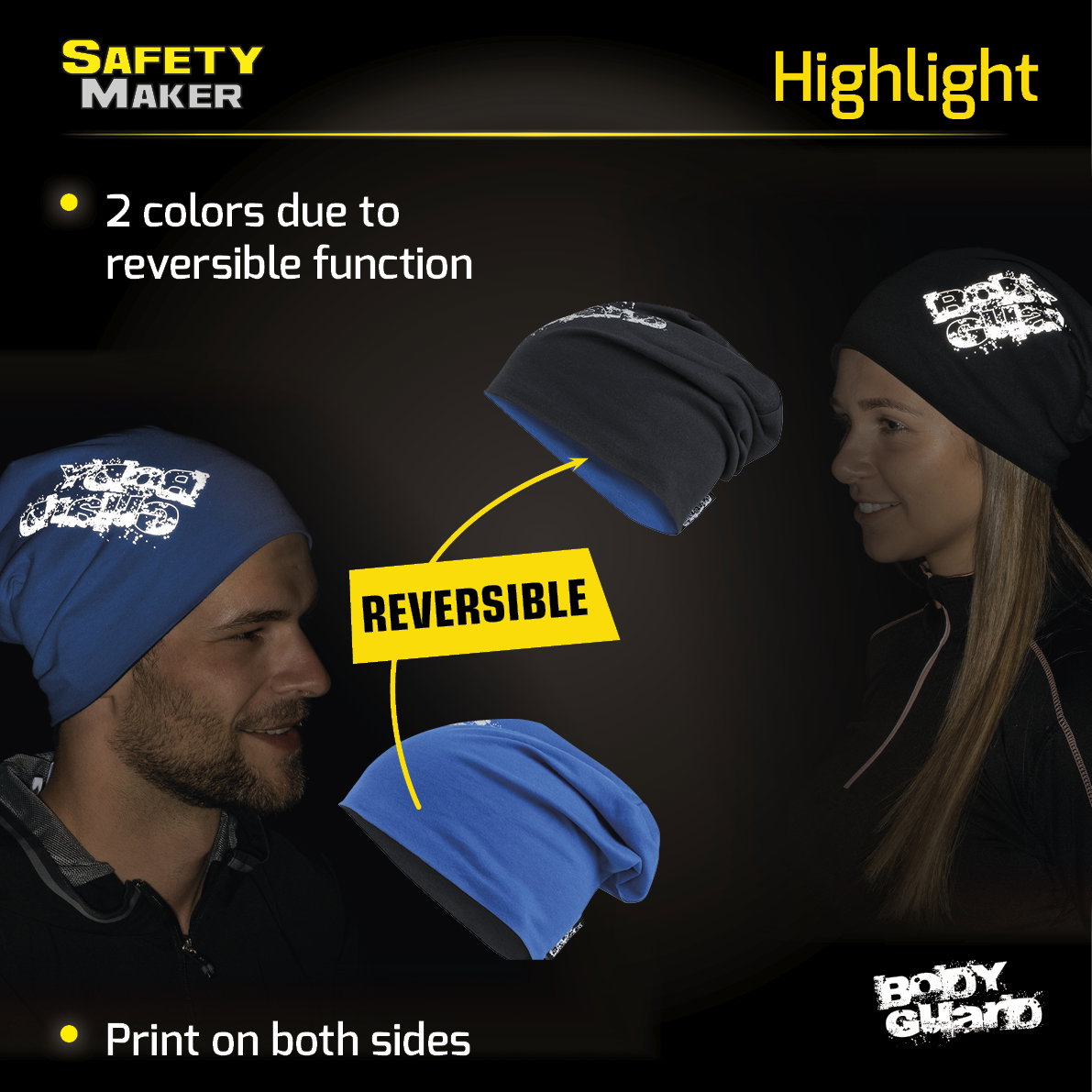 bonnet réversible, casquette, casquette de sport réfléchissante bleu-argent