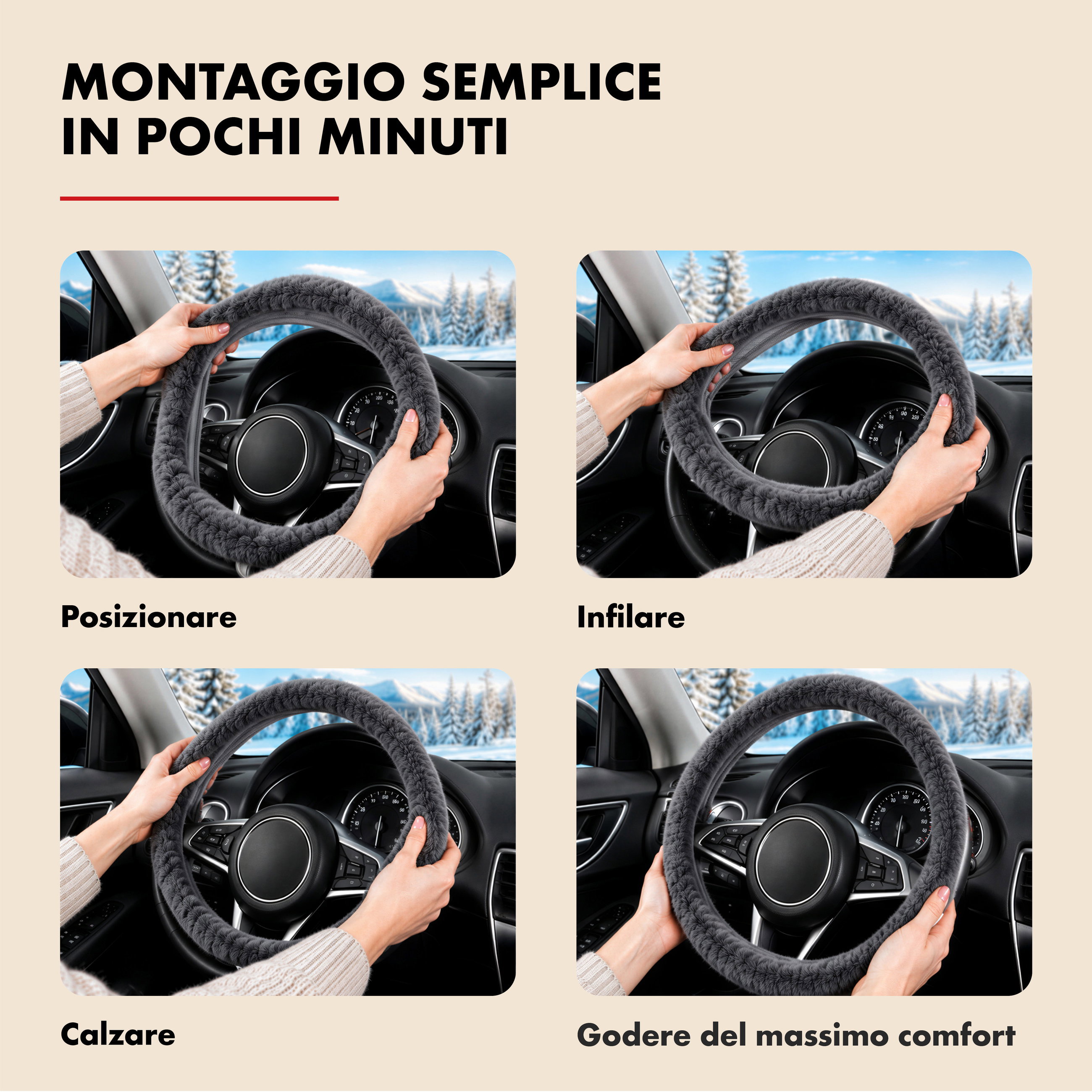 Coprivolante in pelle d'agnello beige