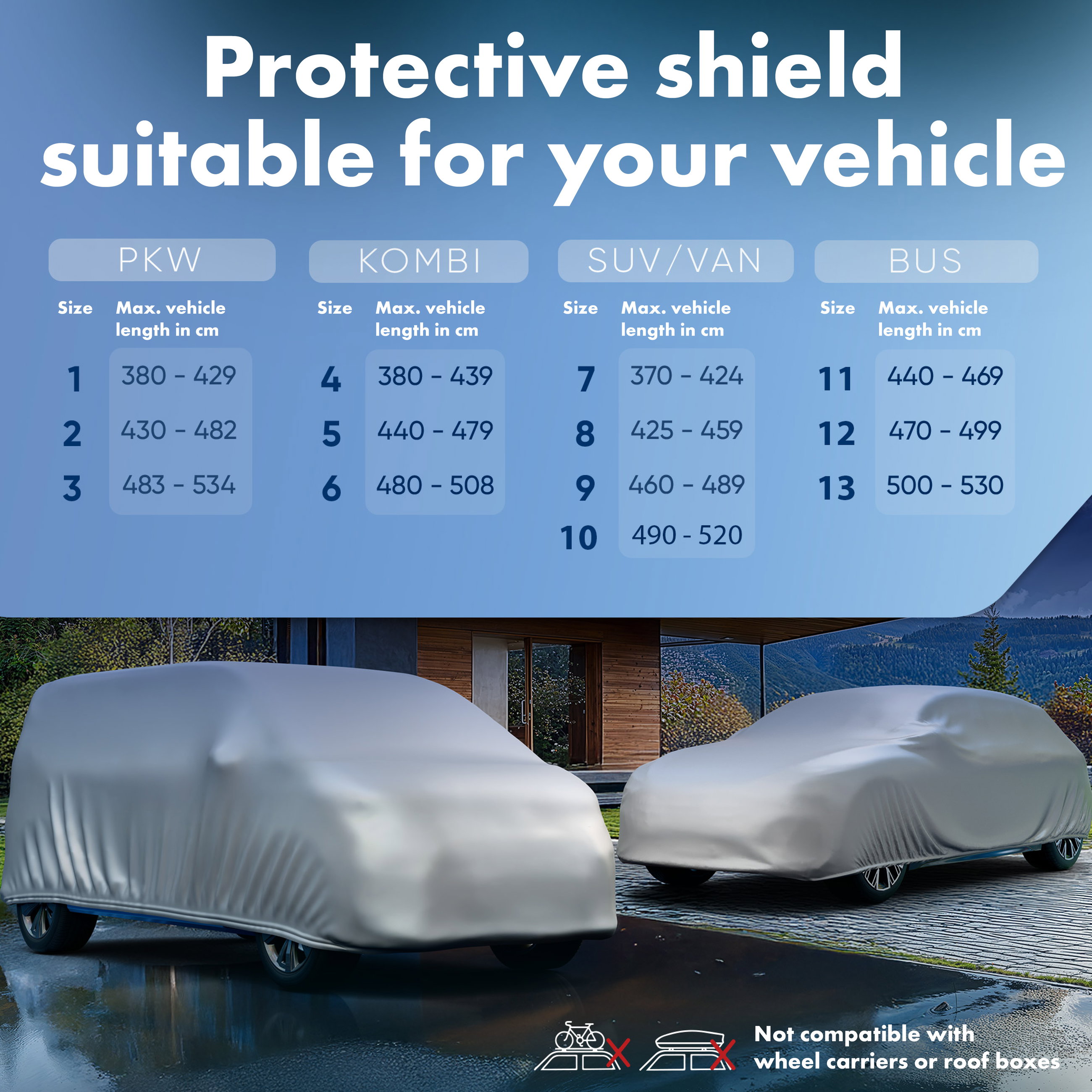 Car cover All Weather, bus car cover size 12 silver