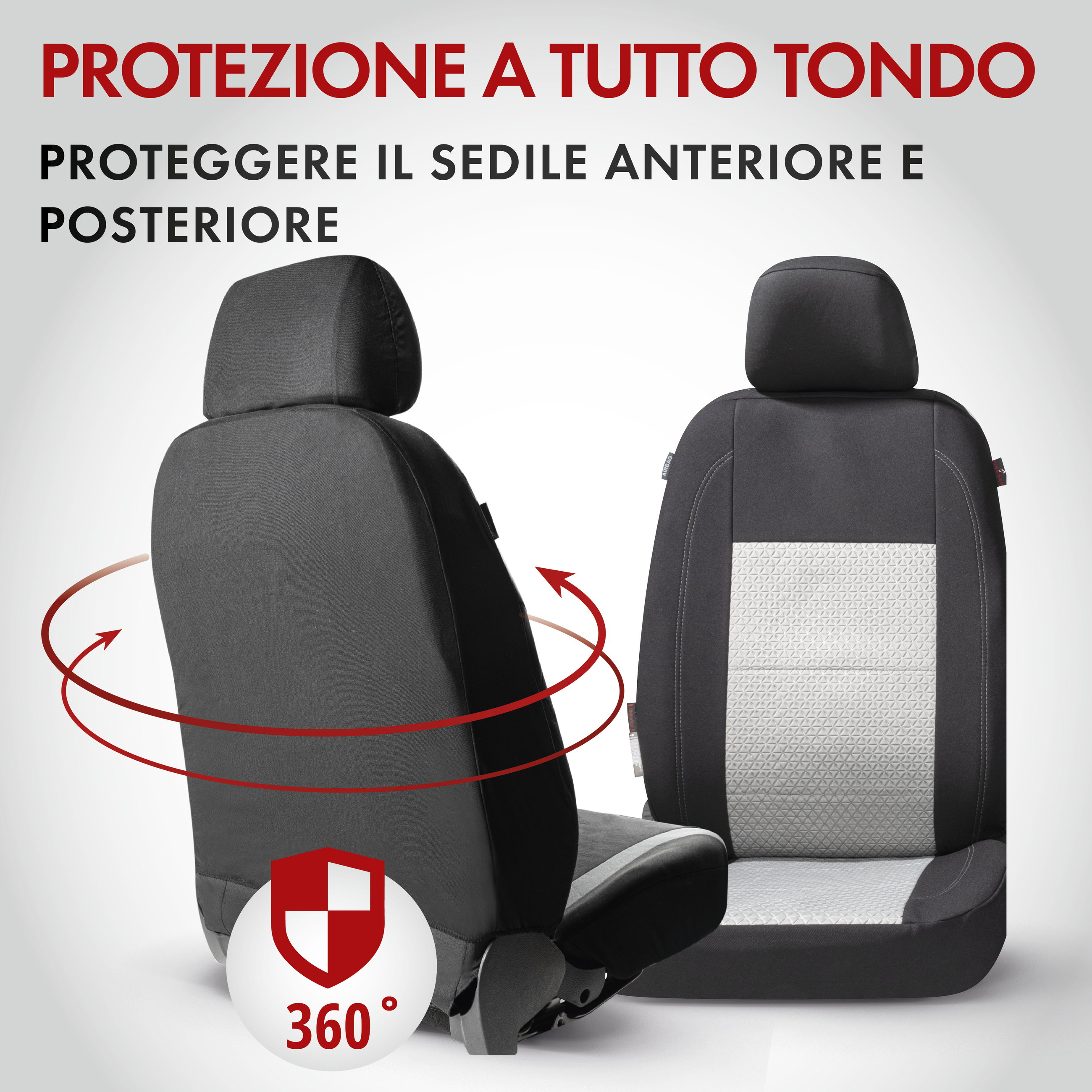 ZIPP IT Premium Coprisedili Avignon per due sedili anteriori con sistema di chiusura lampo nero/argento