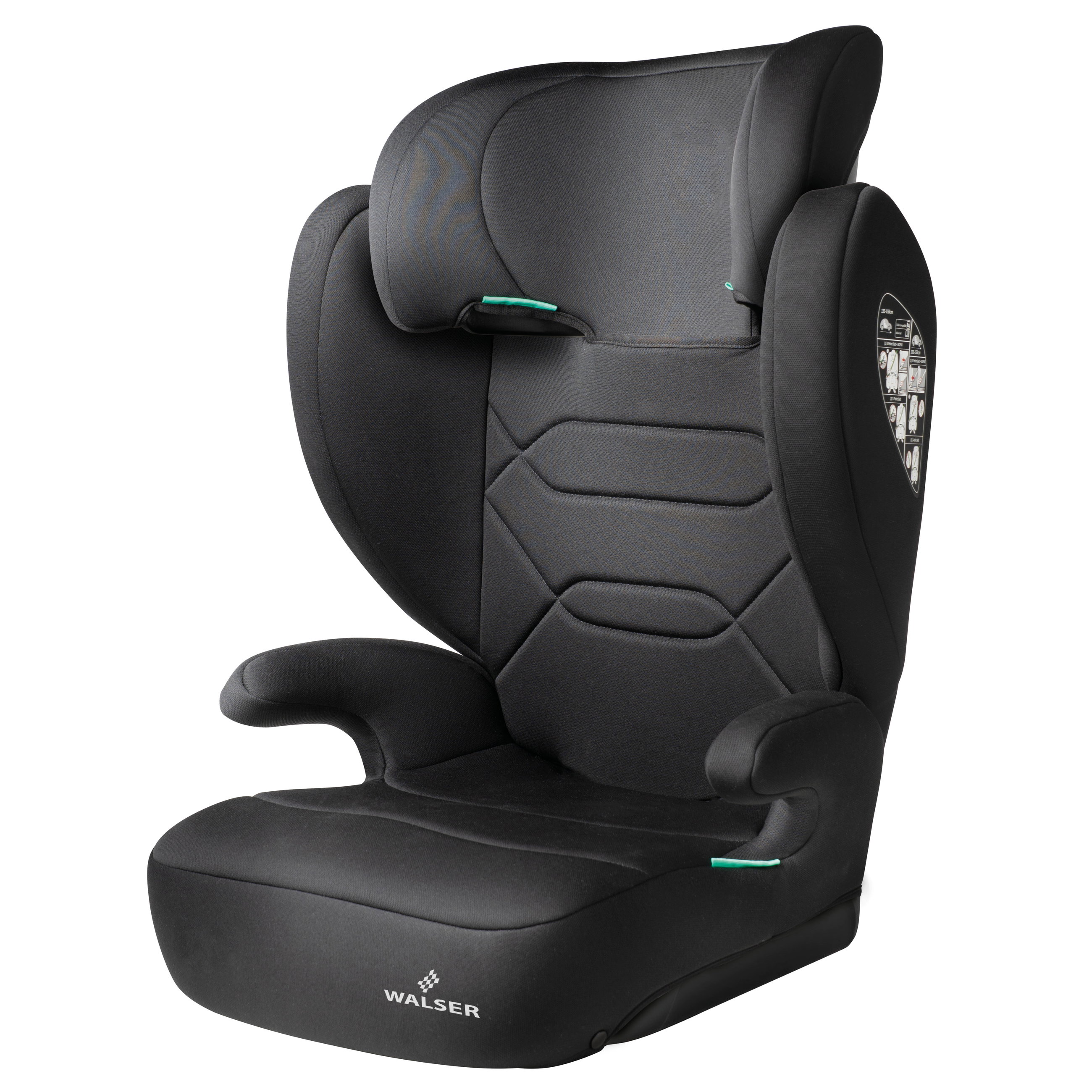 Kindersitz, Autositz, Sitzende, Stoff, Schwarz