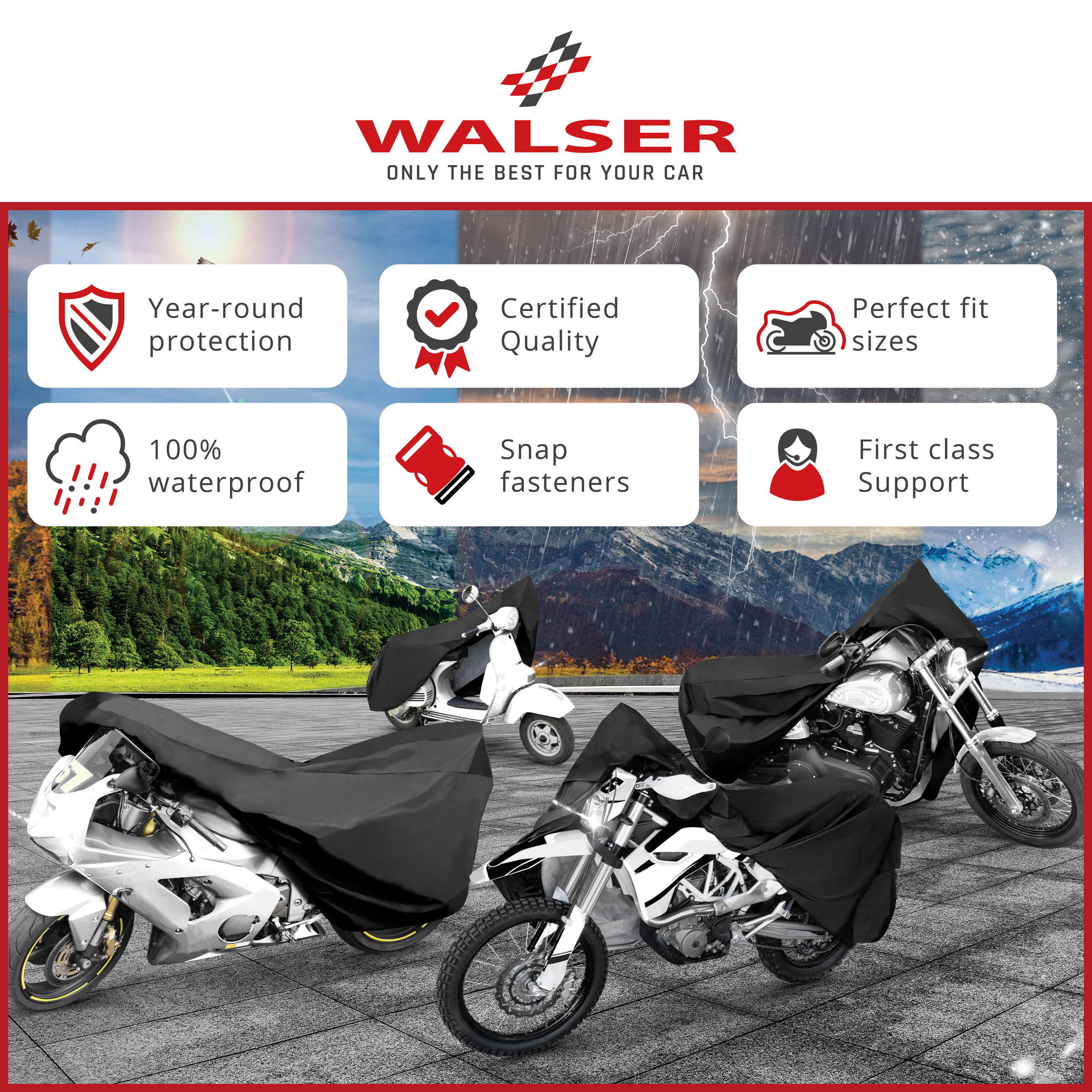 Motorcycle cover All Weather L, Motorcycle cover, Waterproof motorcycle garage - 250x100x130 cm black