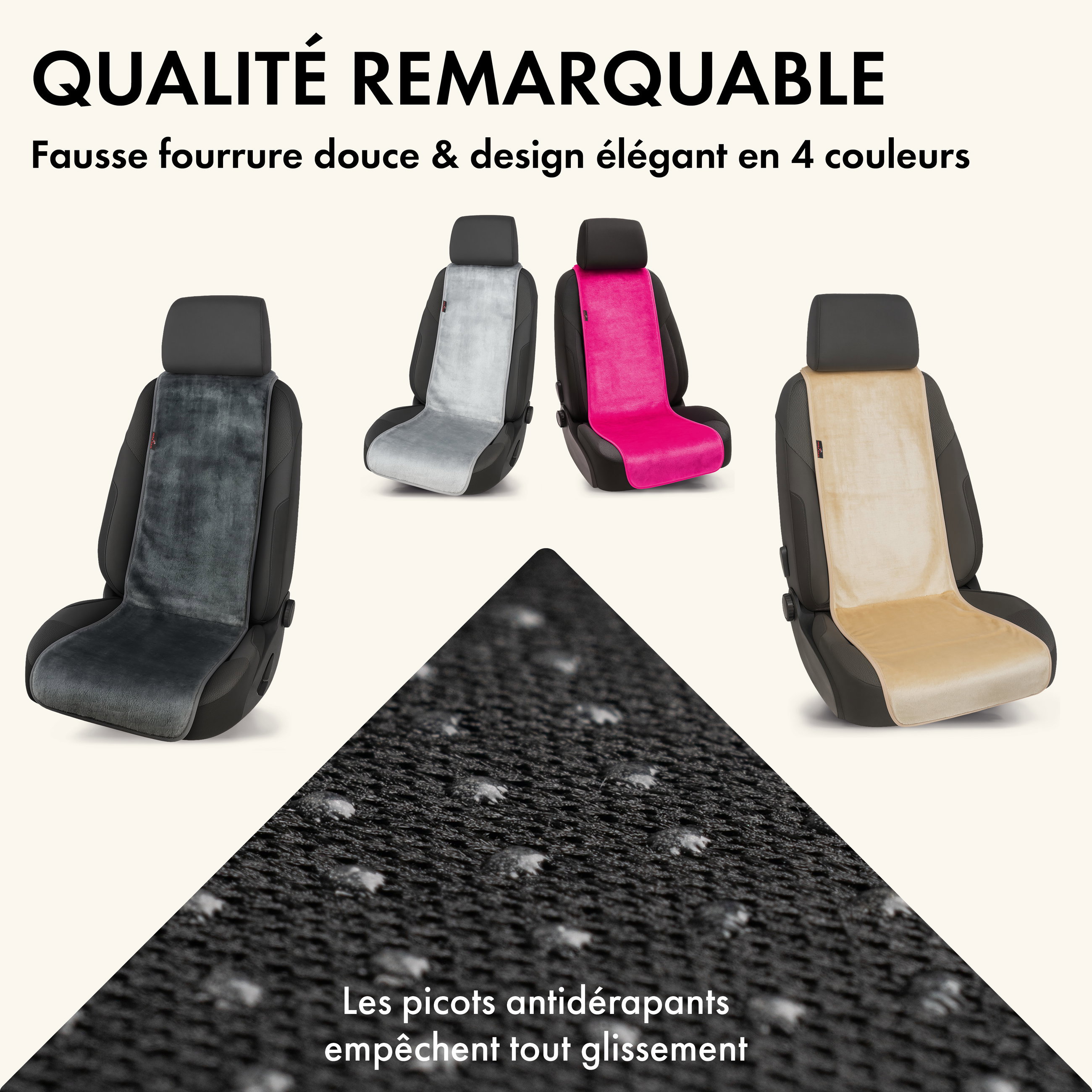 Couvre-siège auto Teddy, protection de siège auto en fausse fourrure pour siège individuel, revêtement en fausse fourrure argent, 1 pièce