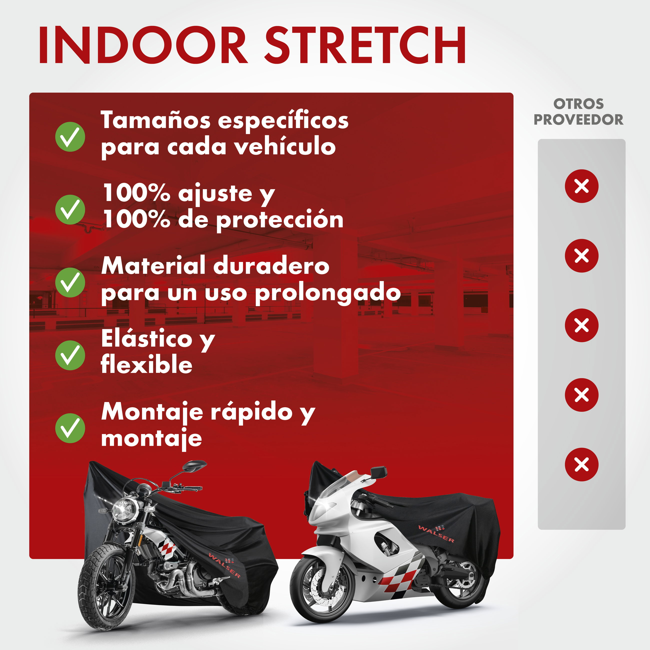 Funda para moto Indoor Stretch M, Indoor funda para moto transpirable, garaje para moto para el Interior - 215x95x120 cm negro