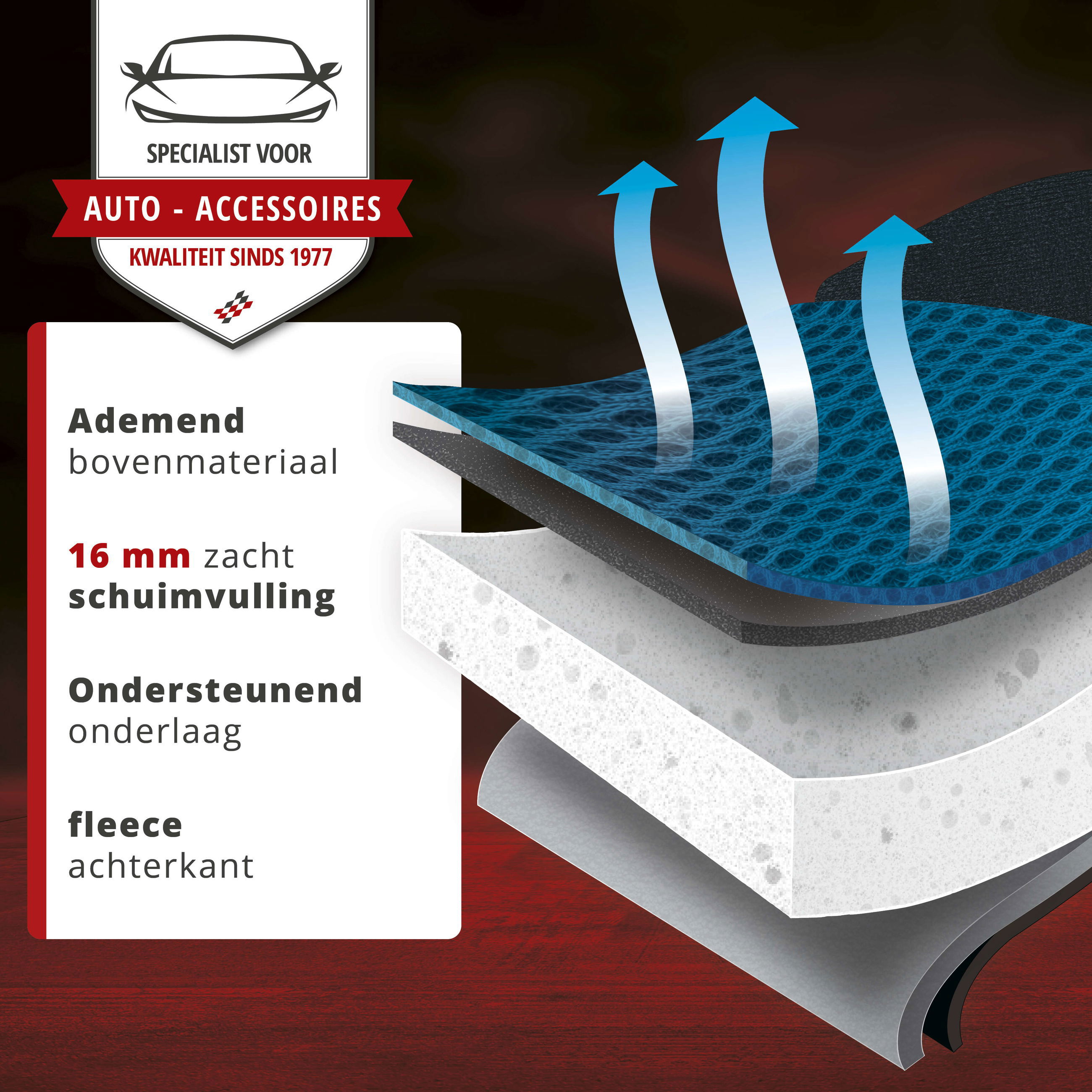 Stoelhoes Grafis, universele stoelhoes auto zwart-blauw, 1 stuk