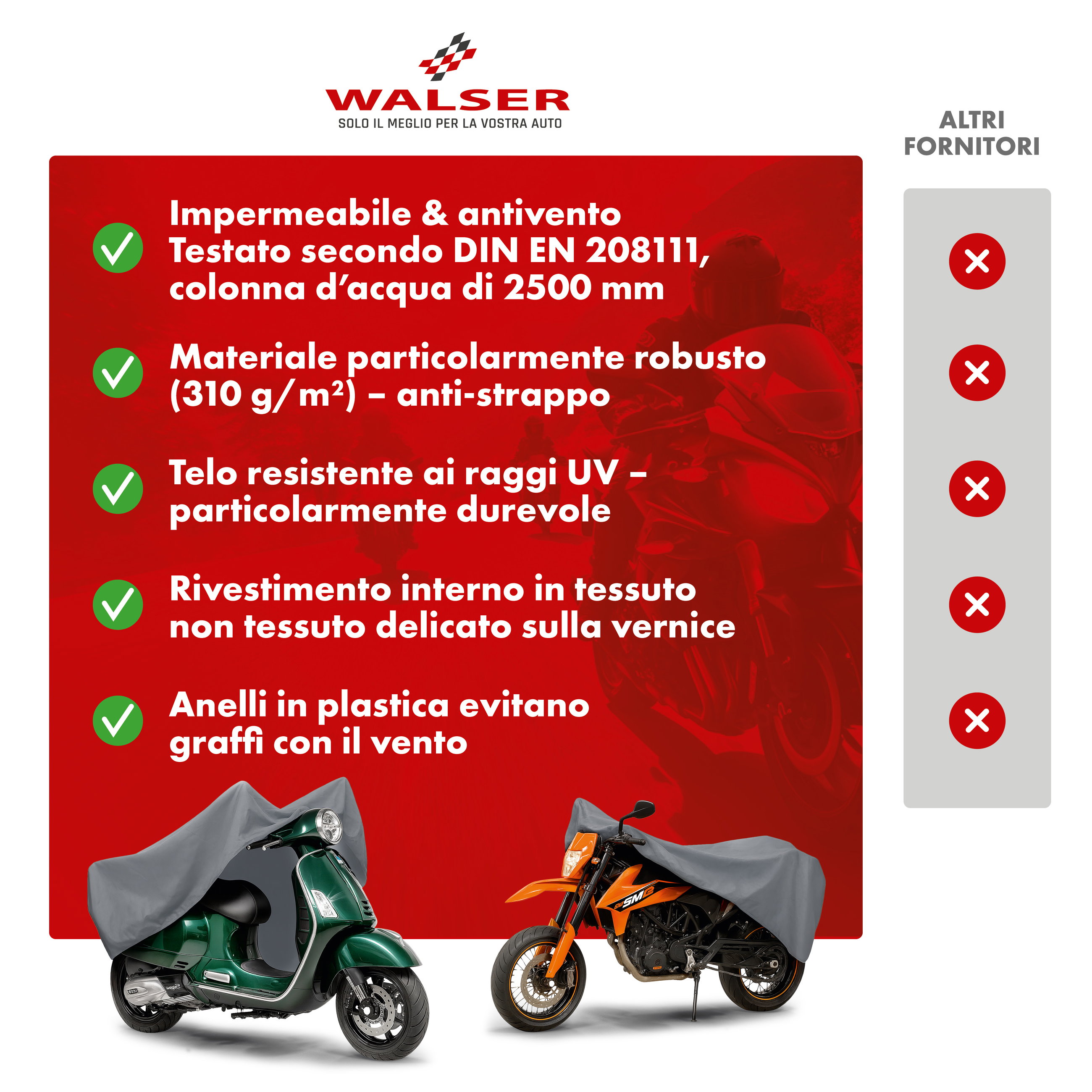 Premium Telone per moto XL, Telone per moto in robusto PVC, Garage per moto impermeabile - 255x110x135 cm grigio