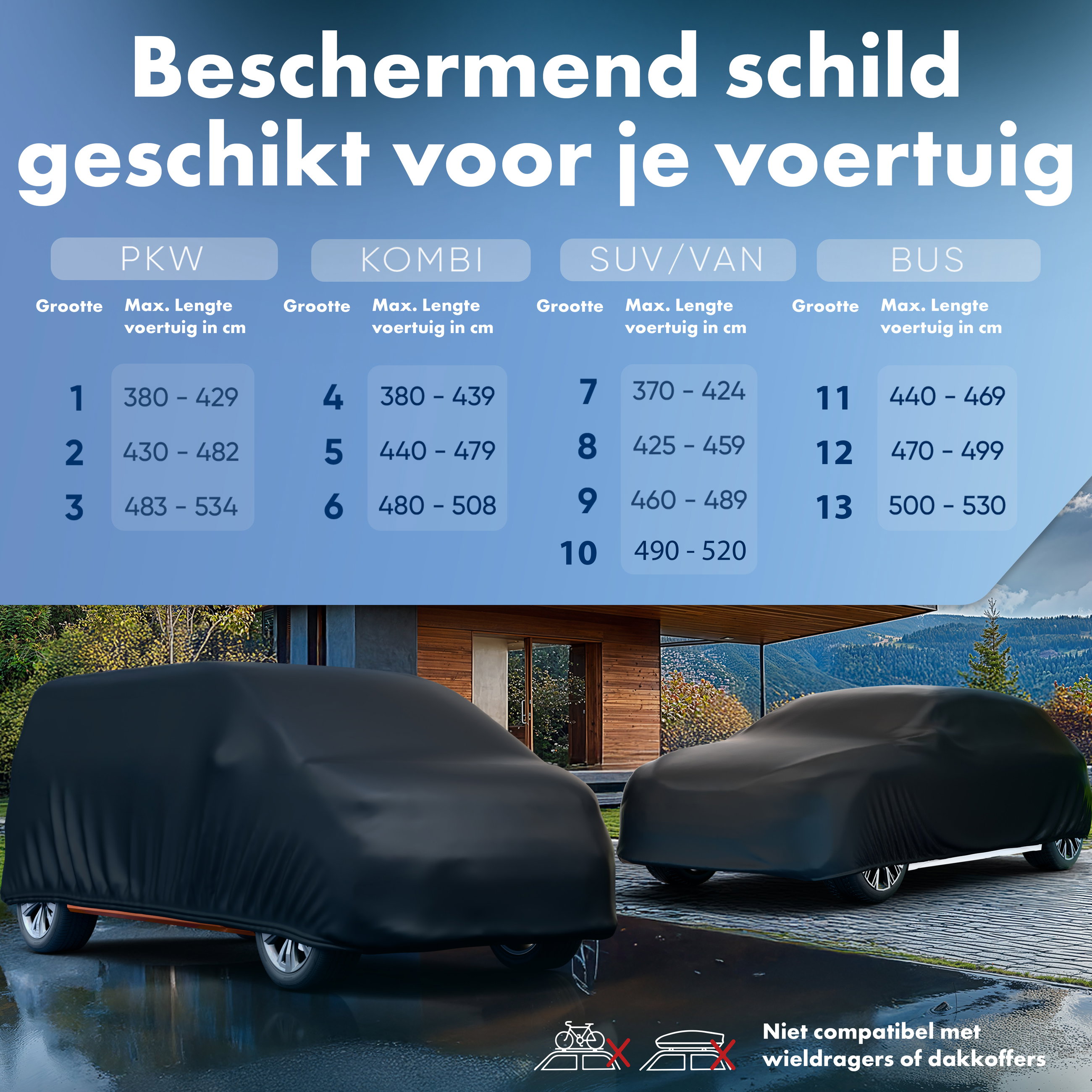Dekzeil voor auto All Weather, Bus dekzeil Maat 11 zwart