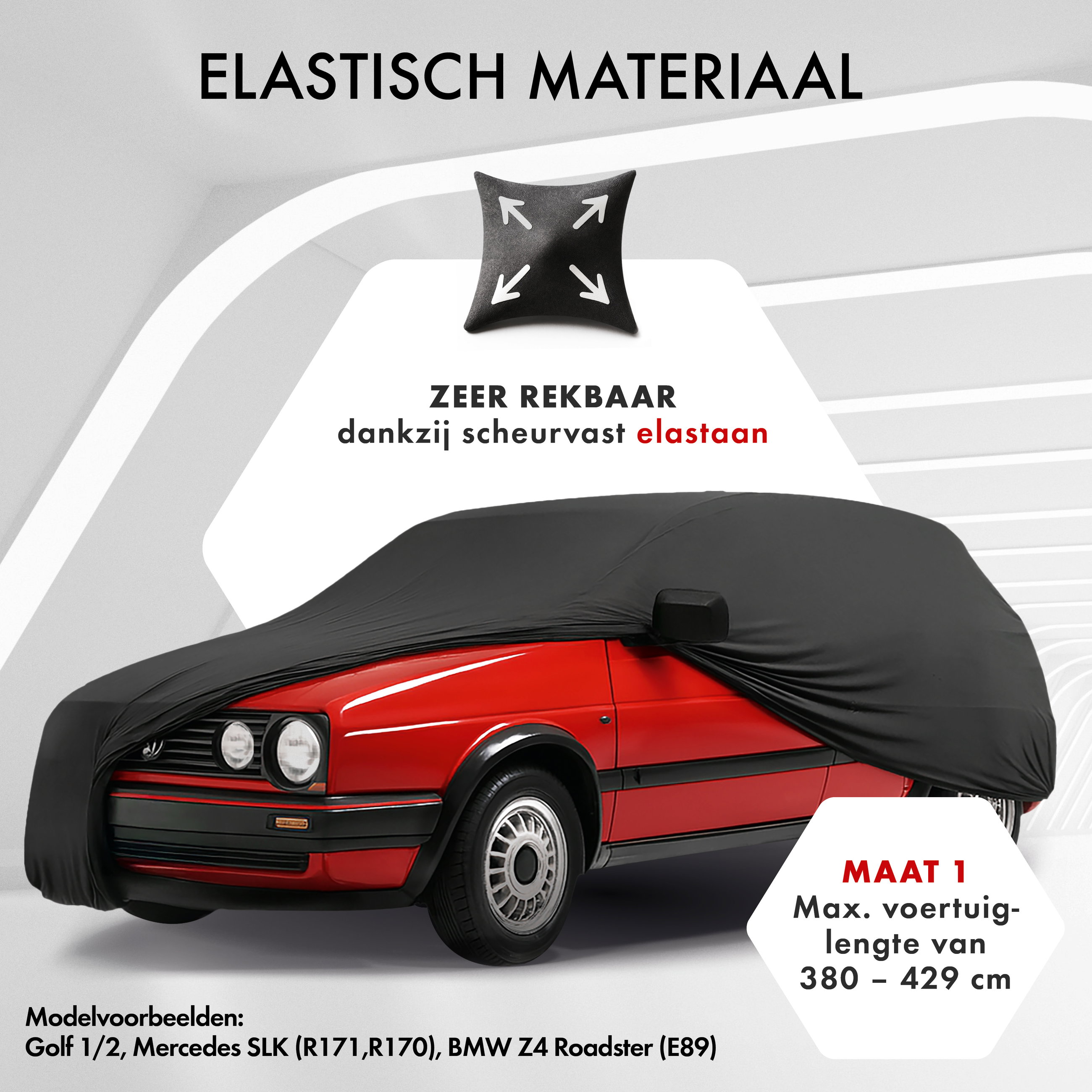 Overtrek Indoor Stretch Plus Maat 1 Auto zwart