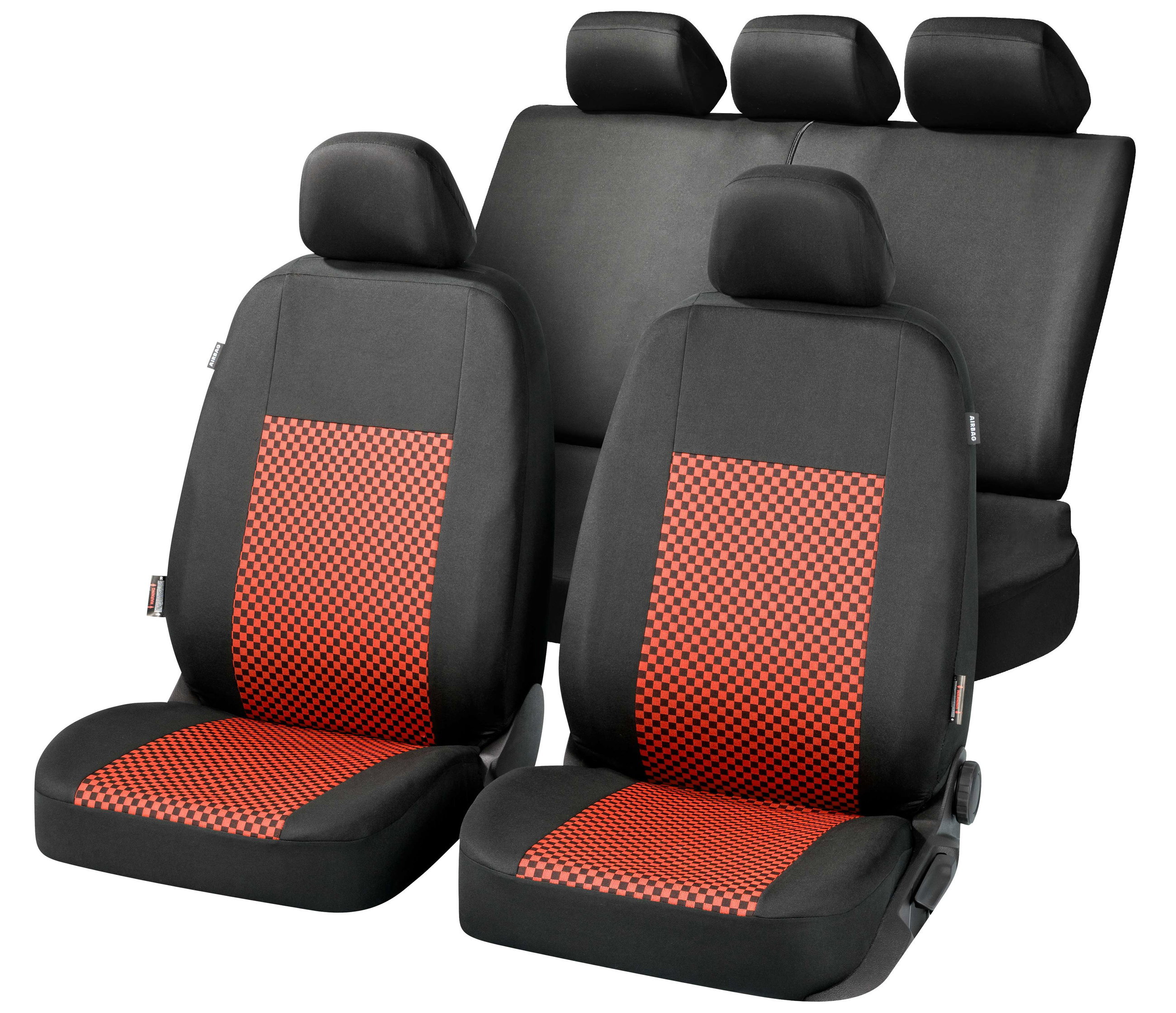 Housses de sièges Arran noir/rouge kit complet
