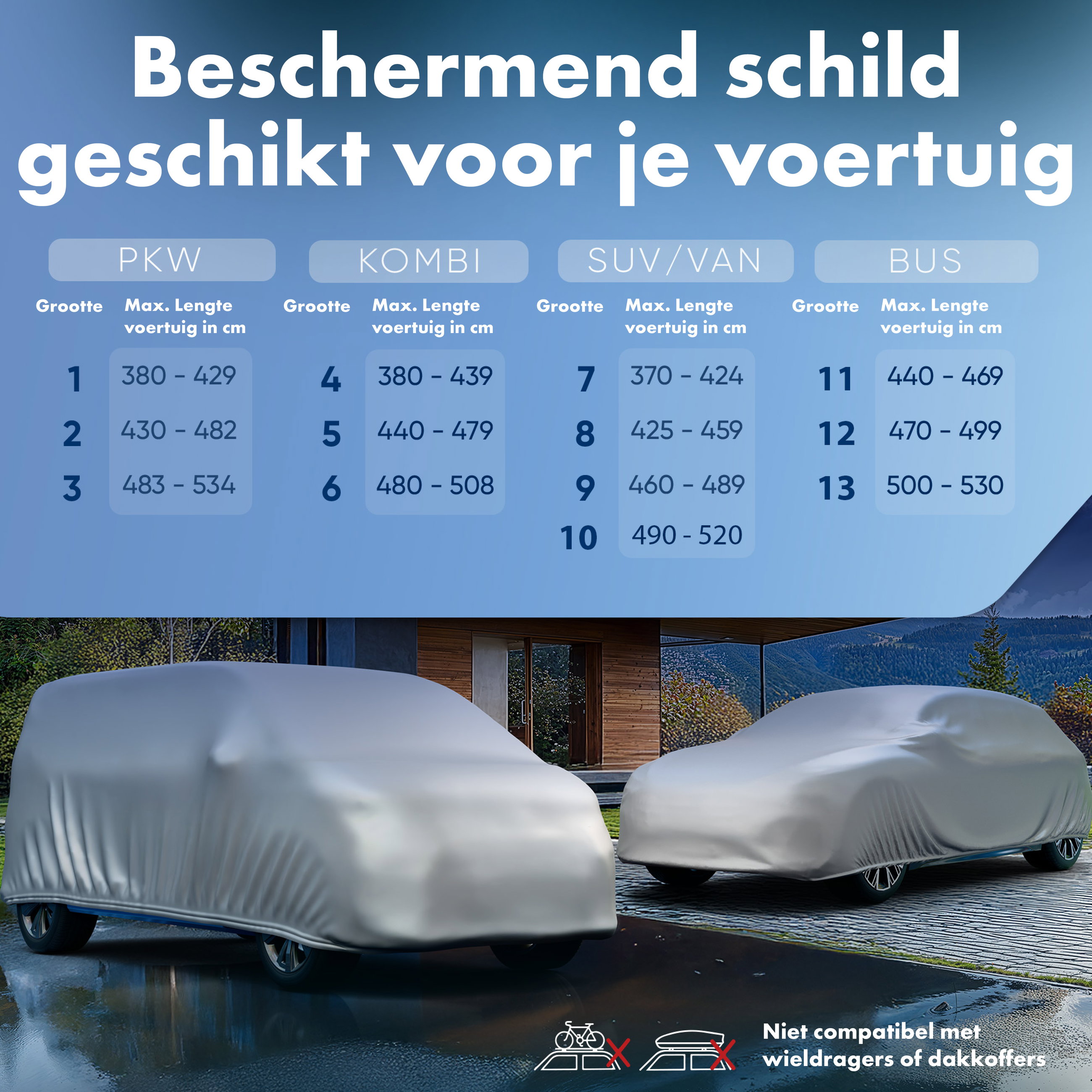 Dekzeil voor auto All Weather, Bus dekzeil Maat 11 zilver