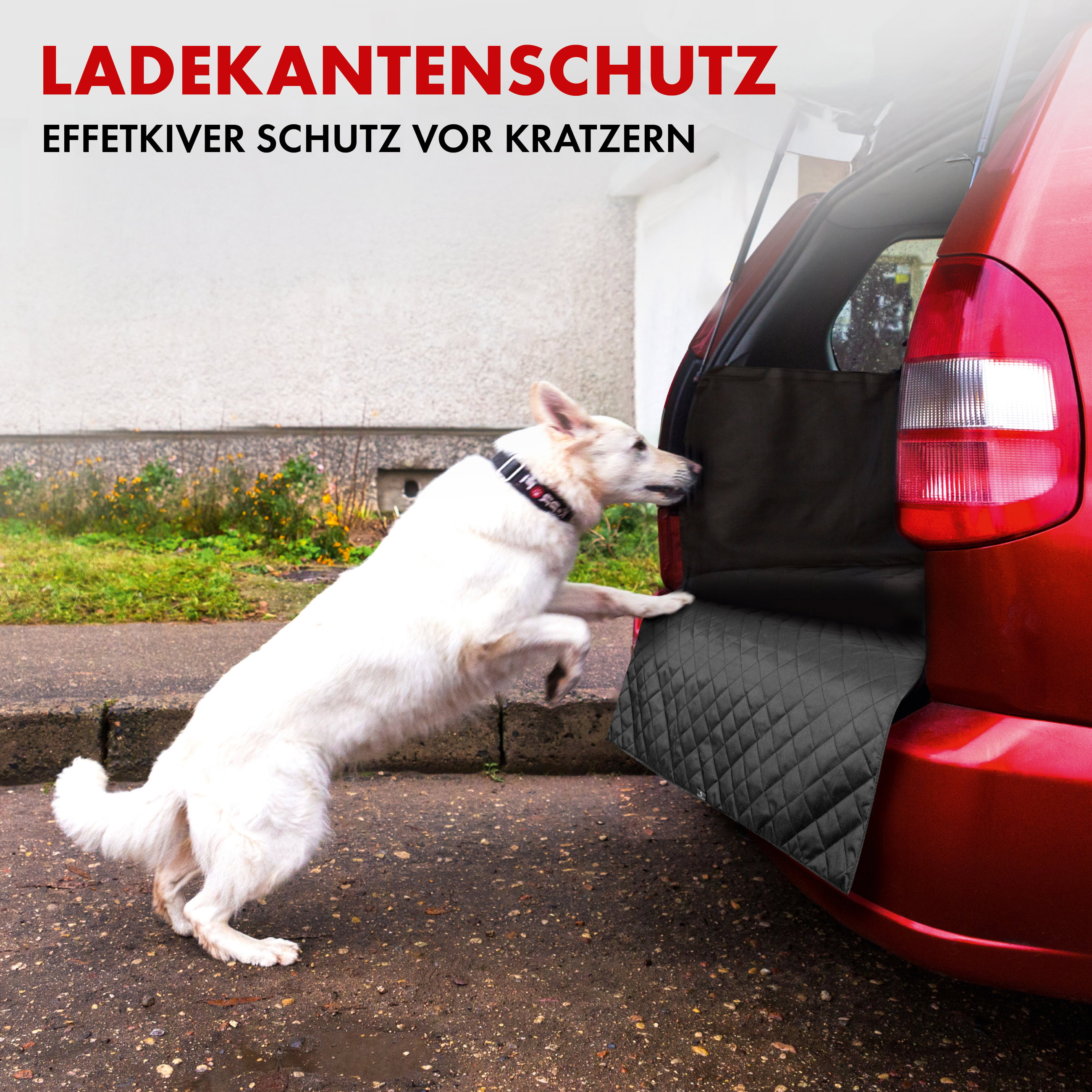 Kofferraumdecke Bello, Auto-Hundedecke, 3in1 Kofferraummatte mit Ladekantenschutz und Organizer schwarz