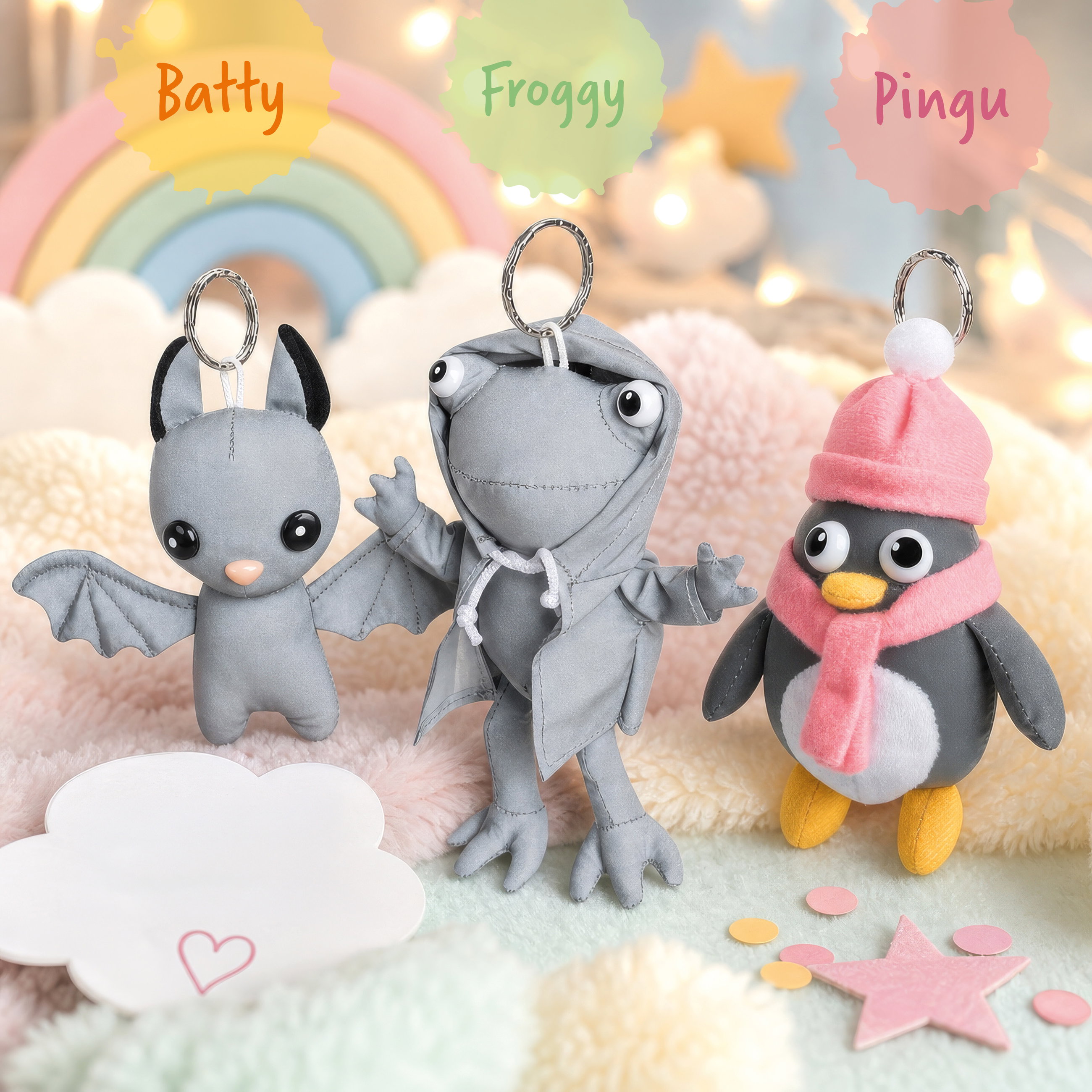 Breloque Batty, breloque décorative souple pour vestes, sacs à dos, cartables, poussettes