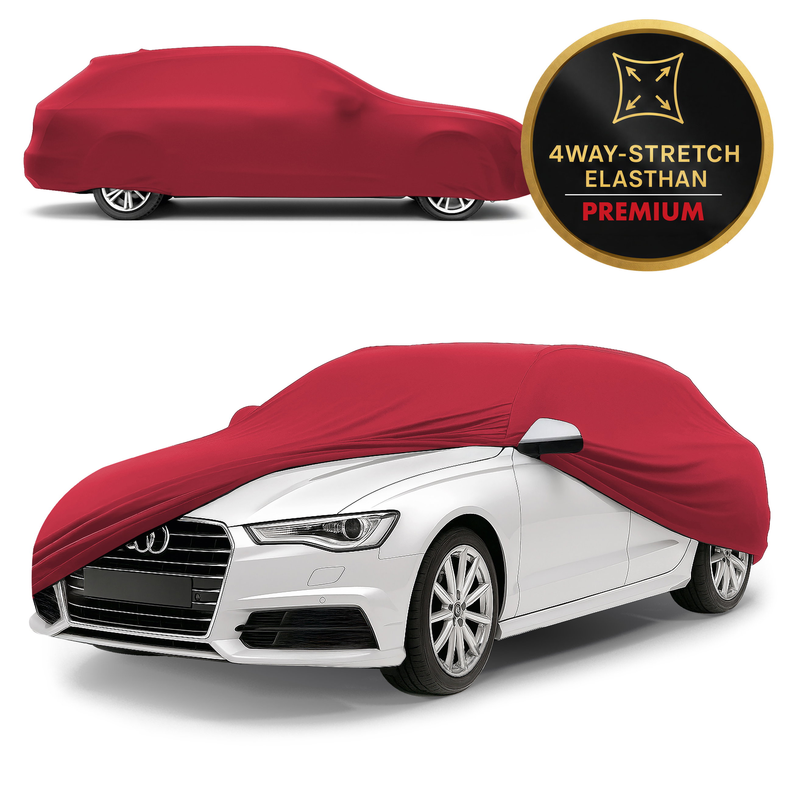Autoplane Indoor Stretch Plus, für Kombi 480–508 cm, z. B. Skoda Superb, Audi A6 Avant, PKW-Abdeckplane Größe 6 rot, Walser Onlineshop