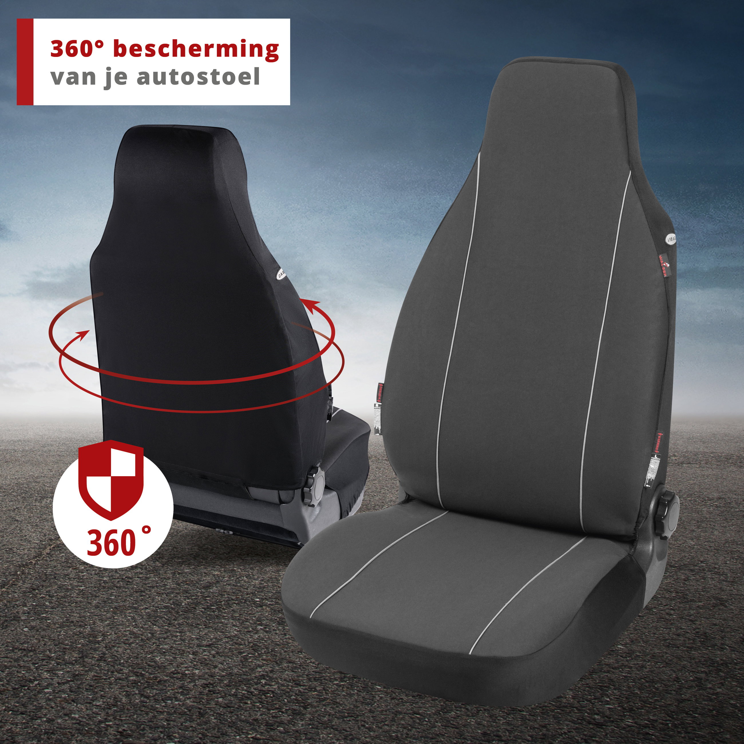 Autostoelhoezen Modulo Highback voor beide voorstoelen zwart universele bijpassende stoelhoezen set