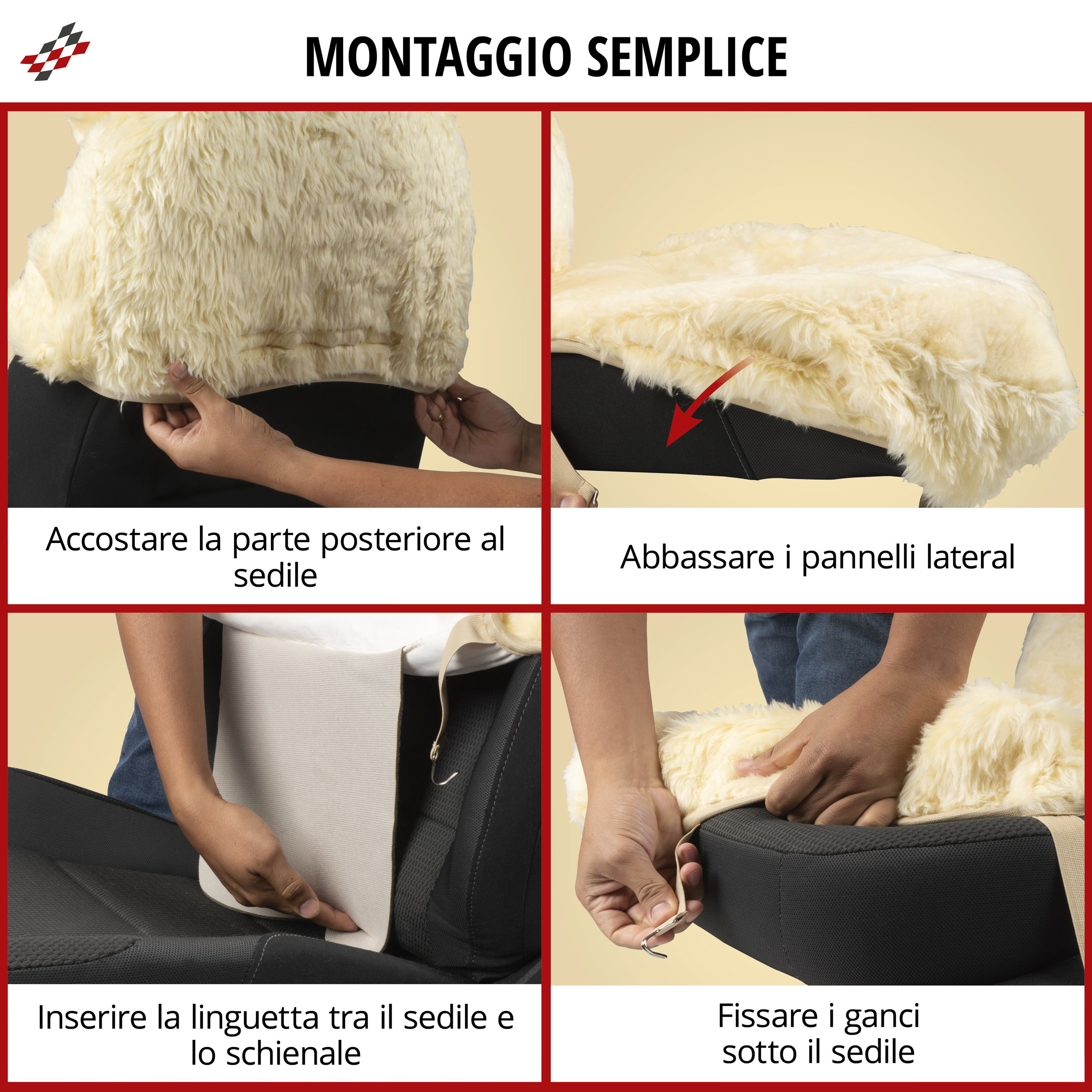 Coprisedili auto Maya in pelle d'agnello nero, 1 pezzo