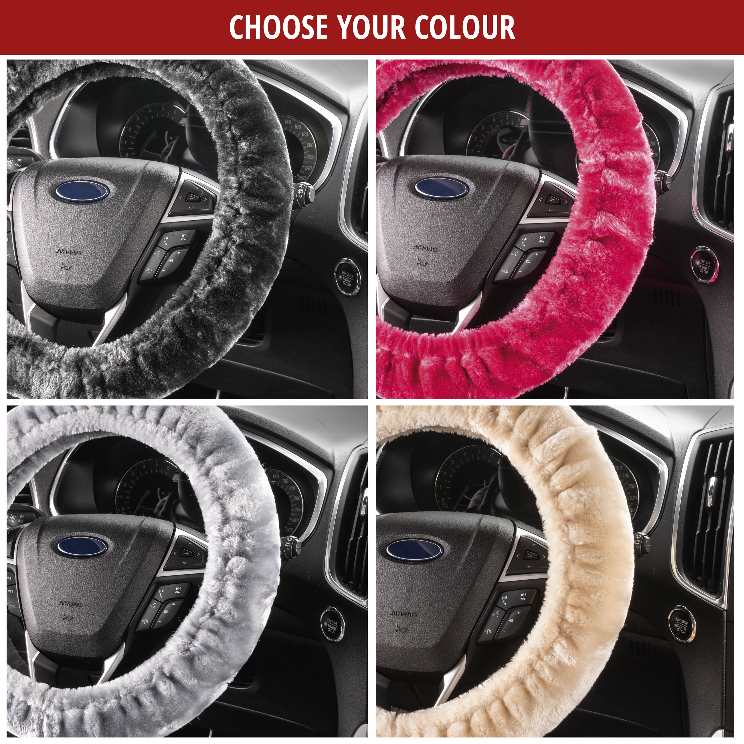 Teddy plush steering wheel cover, fluffy faux fur steering wheel cover, plush steering wheel protector beige