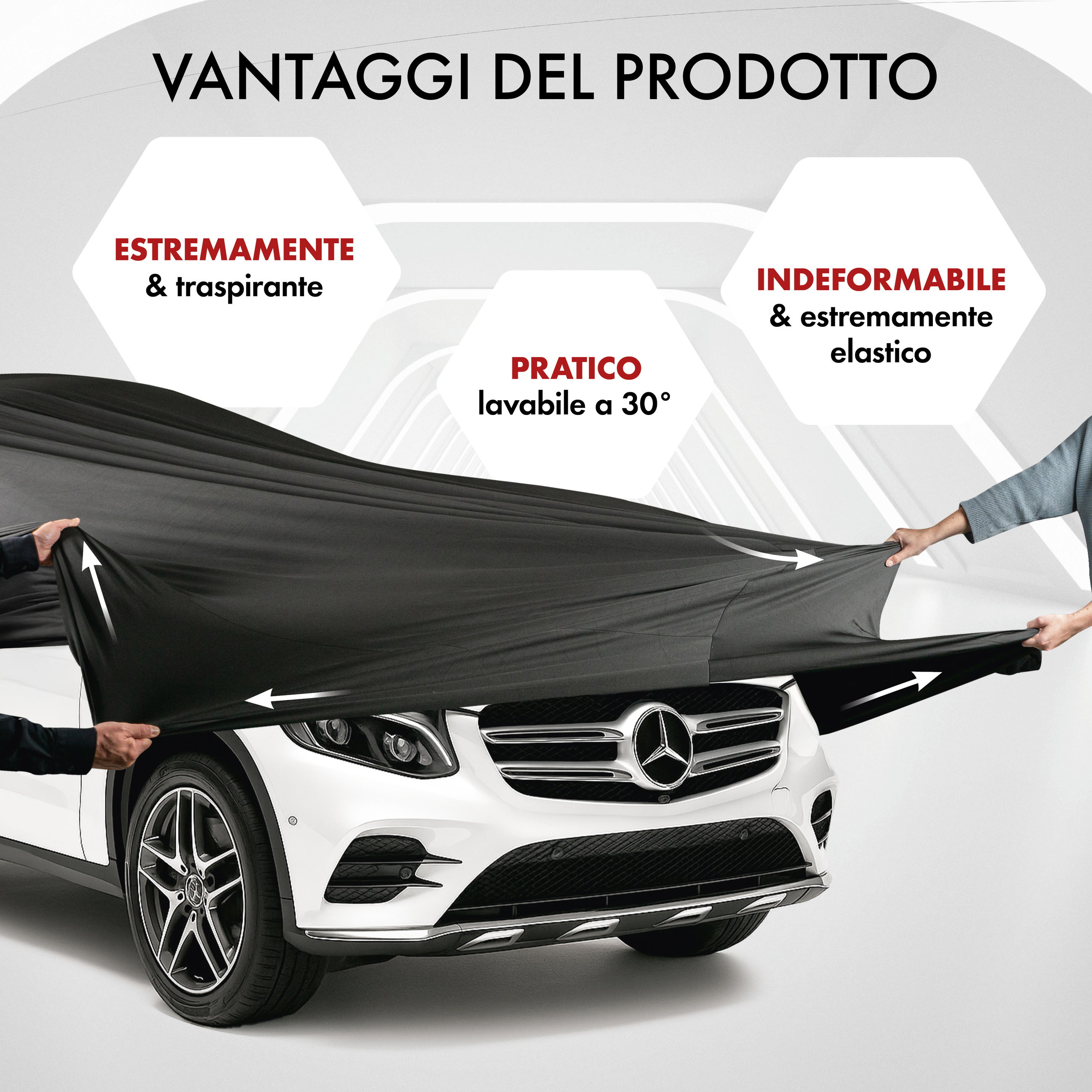 Telo Copriauto da interno Indoor Stretch, Copertura protettiva per uso interno Misura 9 SUV/VAN nero